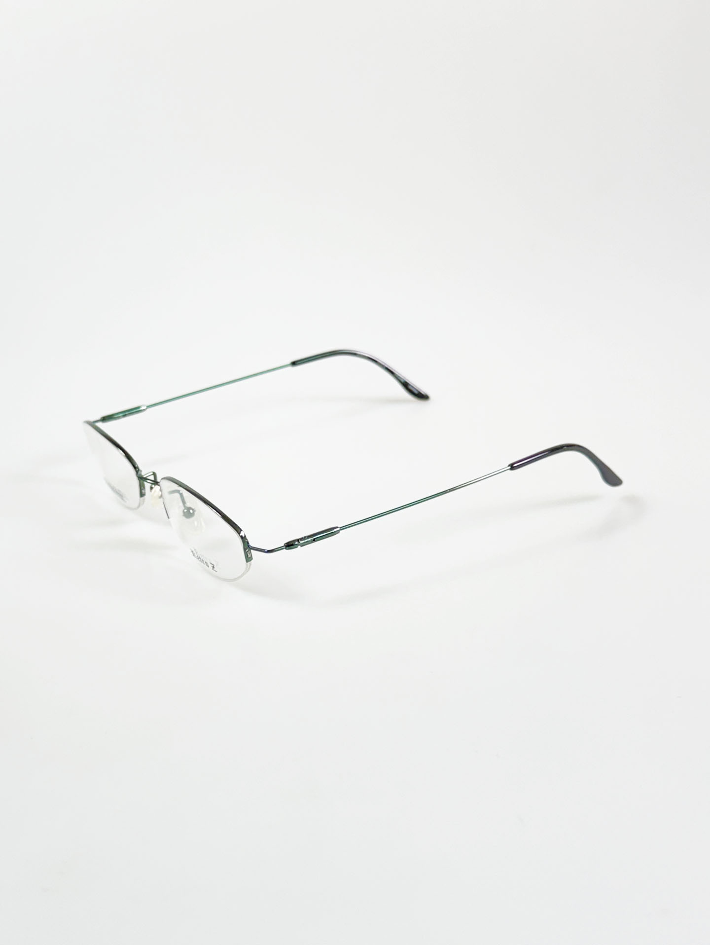 RETRO Z Green Slim Oval Half-Rim Metal Glasses