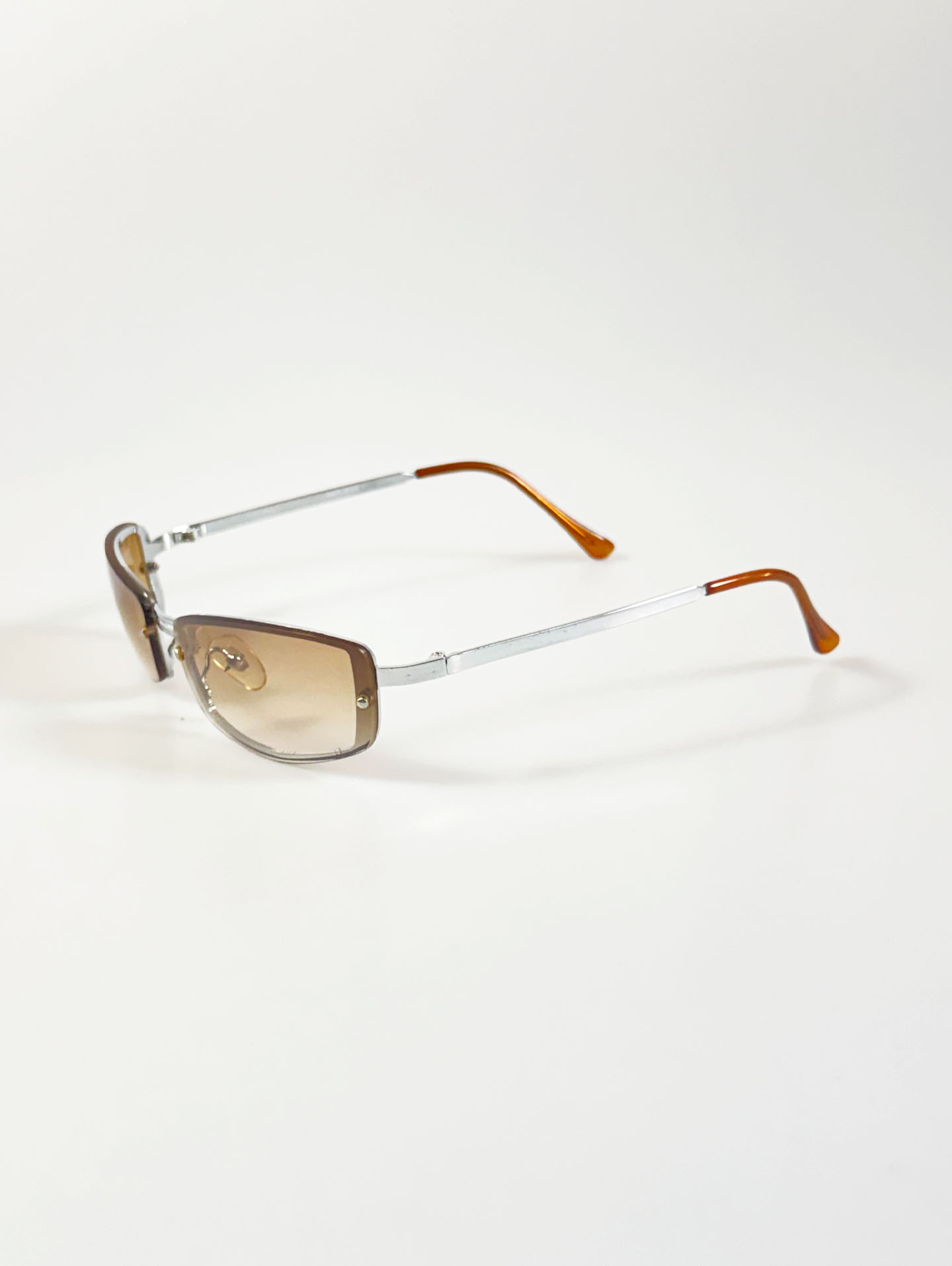 Rimless Square Metal Frame Tint Sunglasses