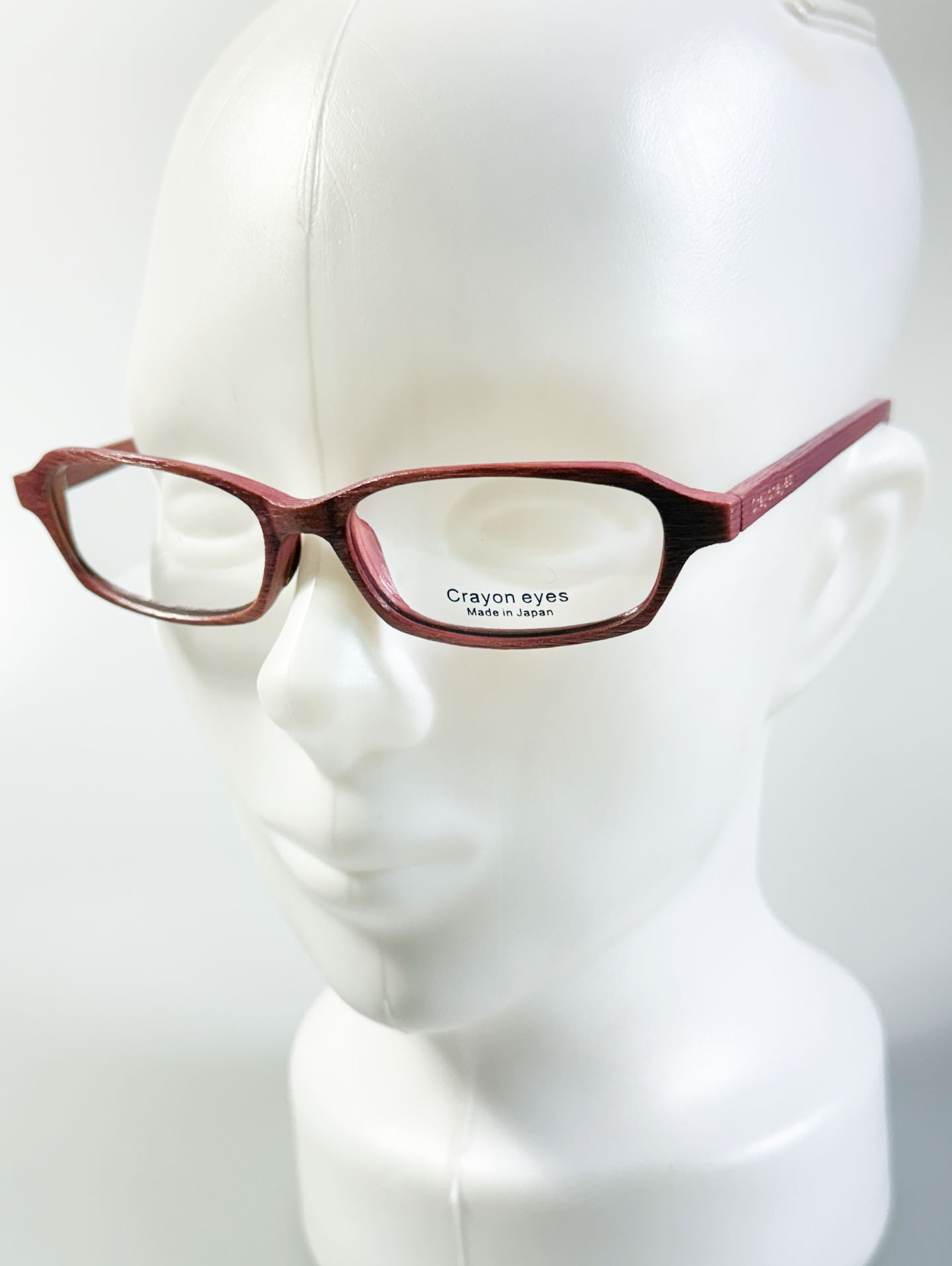 CRAYON EYES Pink Wood Slim Rectangle Frame Glasses (made in Japan)