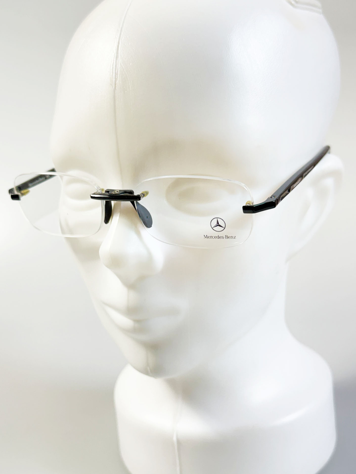 MERCEDES-BENZ Black Rimless Square Frame Glasses