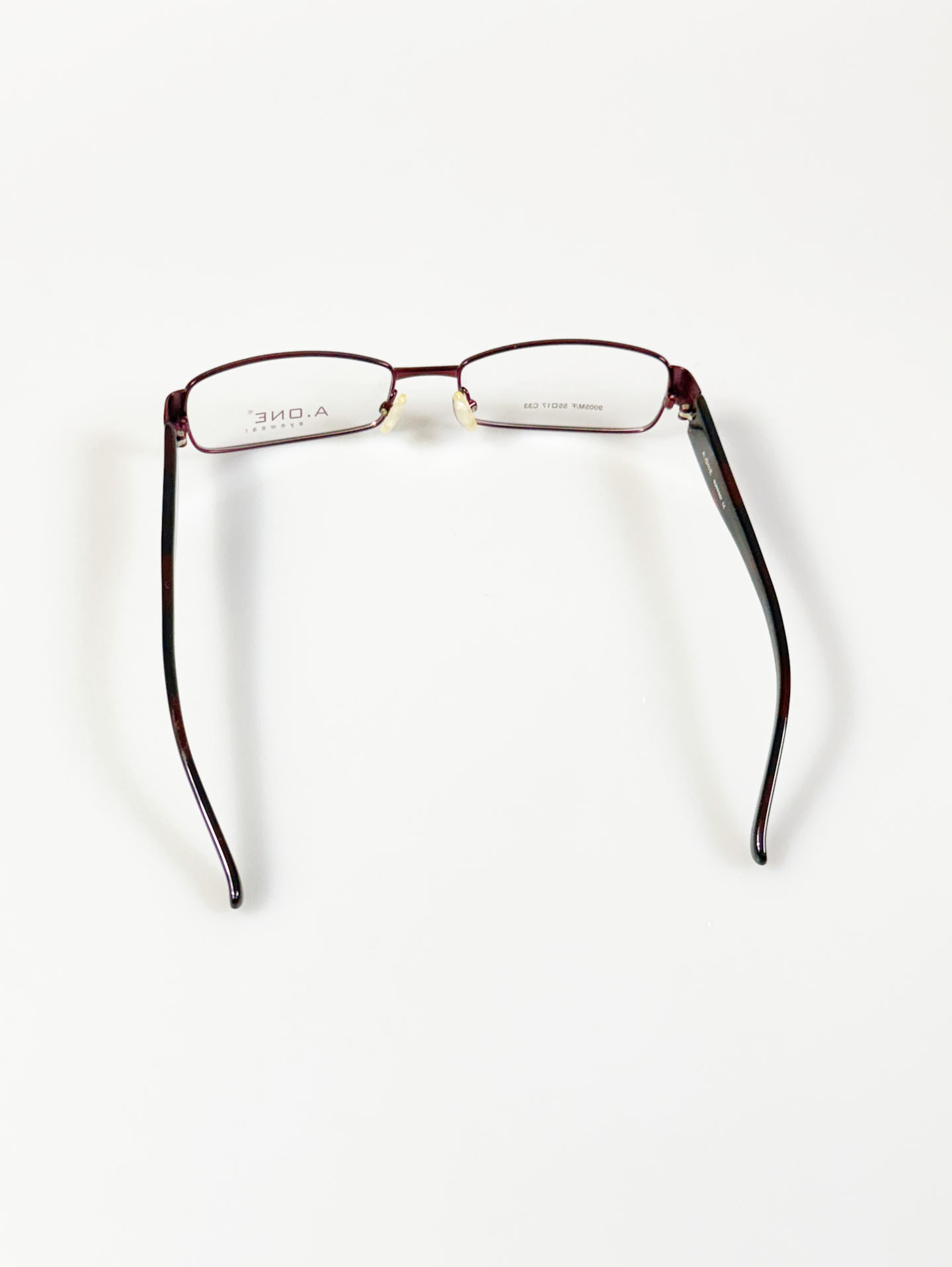 A.ONE Slim Square Burgundy Metal Frame Glasses