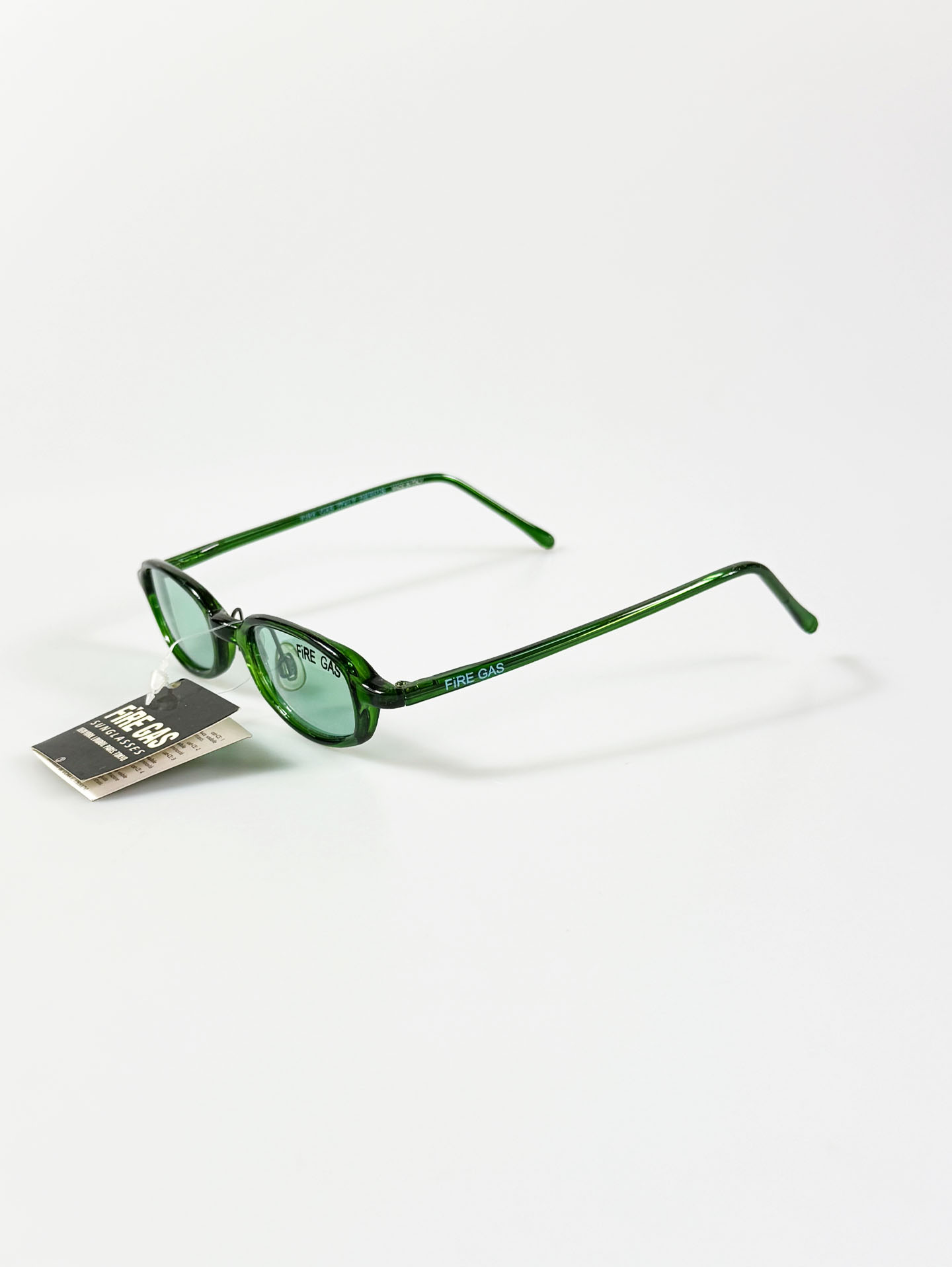 90's FIRE GAS Green Slim Oval Horn-Rim Tinted Sunglasses