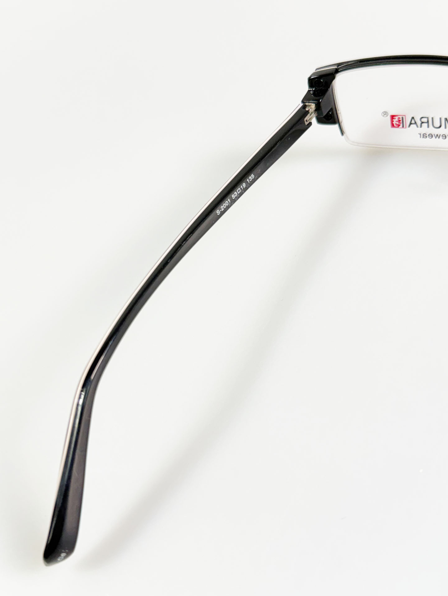 LUXURY Eyewear Bronze Slim Square Metal Frame Glasses SAMURAI Eyewear Black Square Half-Rim Metal Fr
