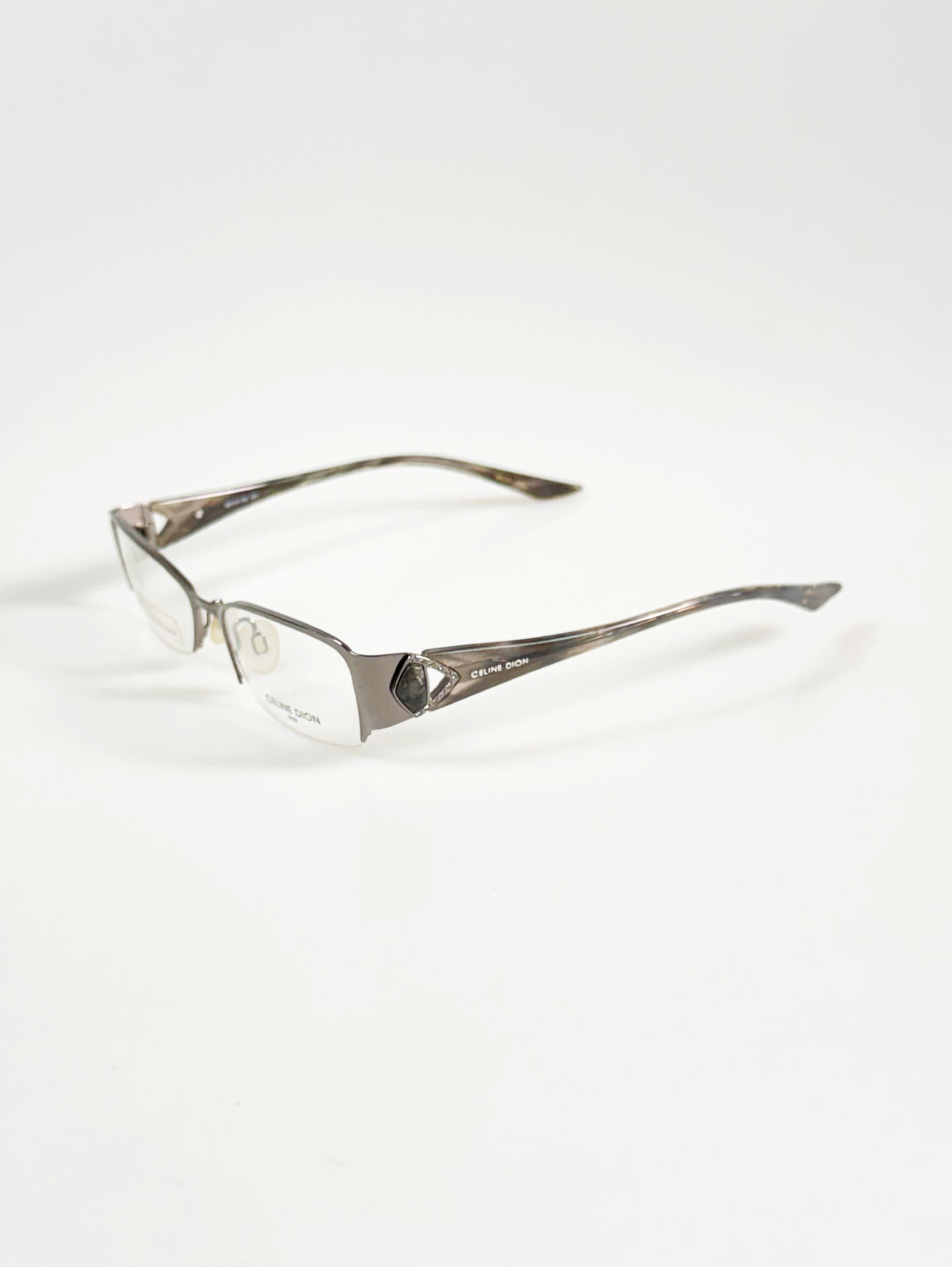 CELINE DION Slim Square Semi-Rimless Metal Glasses