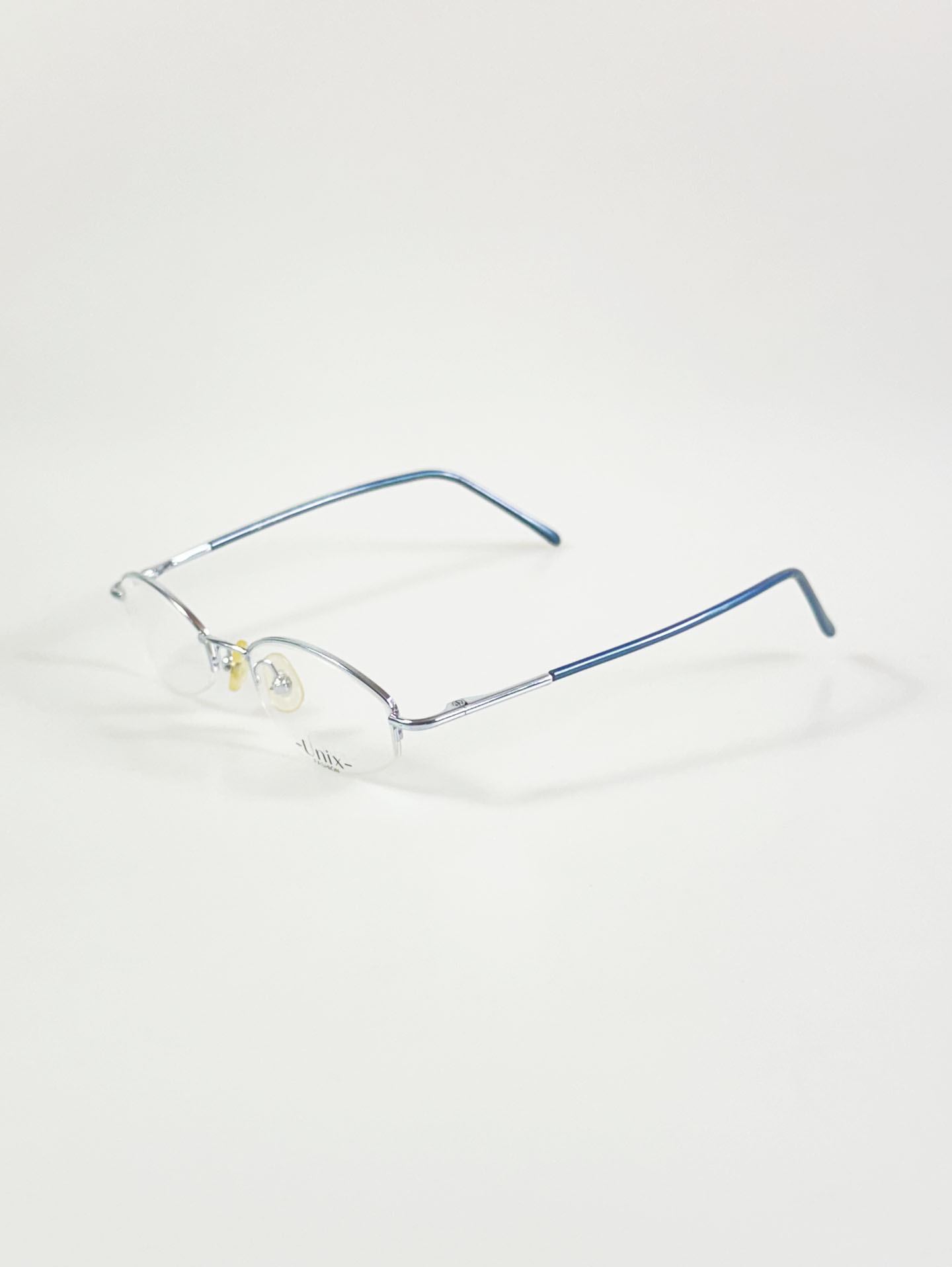 UNIX Light Blue Silver Semi-Rimless Oval Metal Glasses