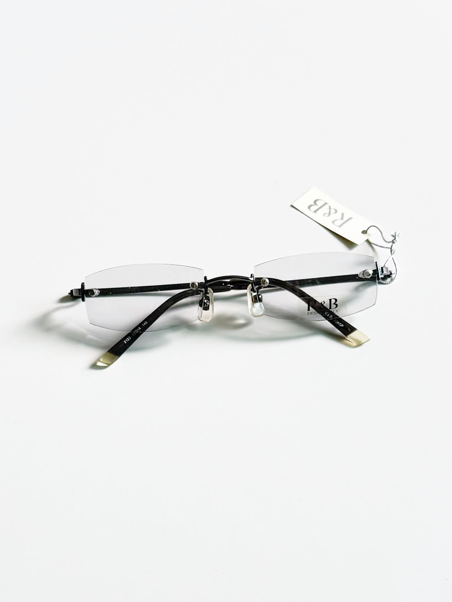 R&B Eyewear Gunmetal Rimless Square Glasses