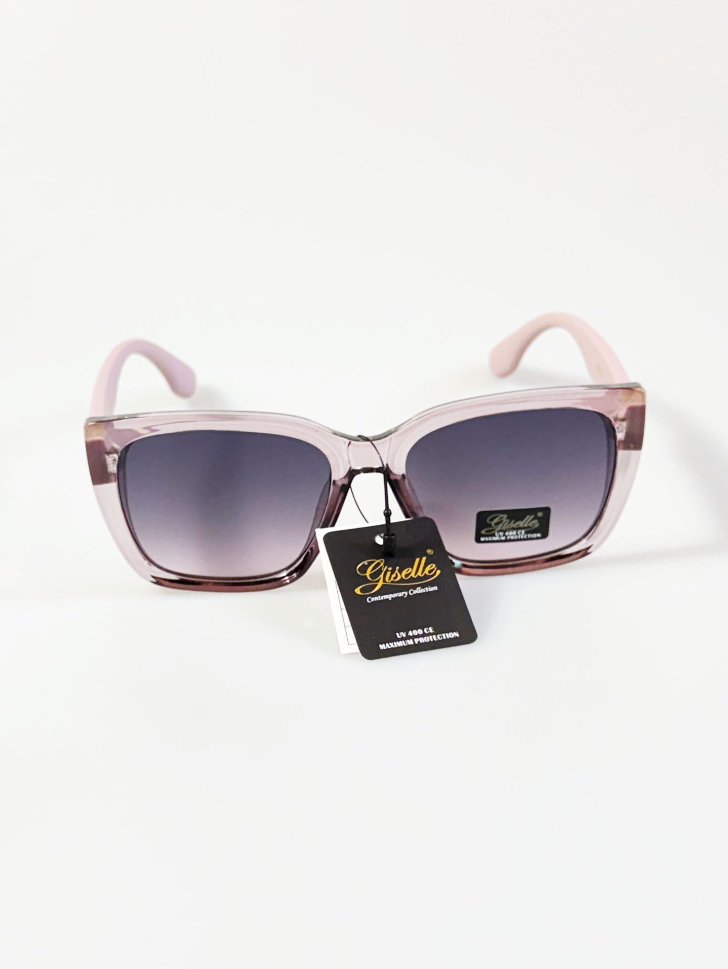 GISELLE Translucent Pink Oversized Square Frame Tint Sunglasses