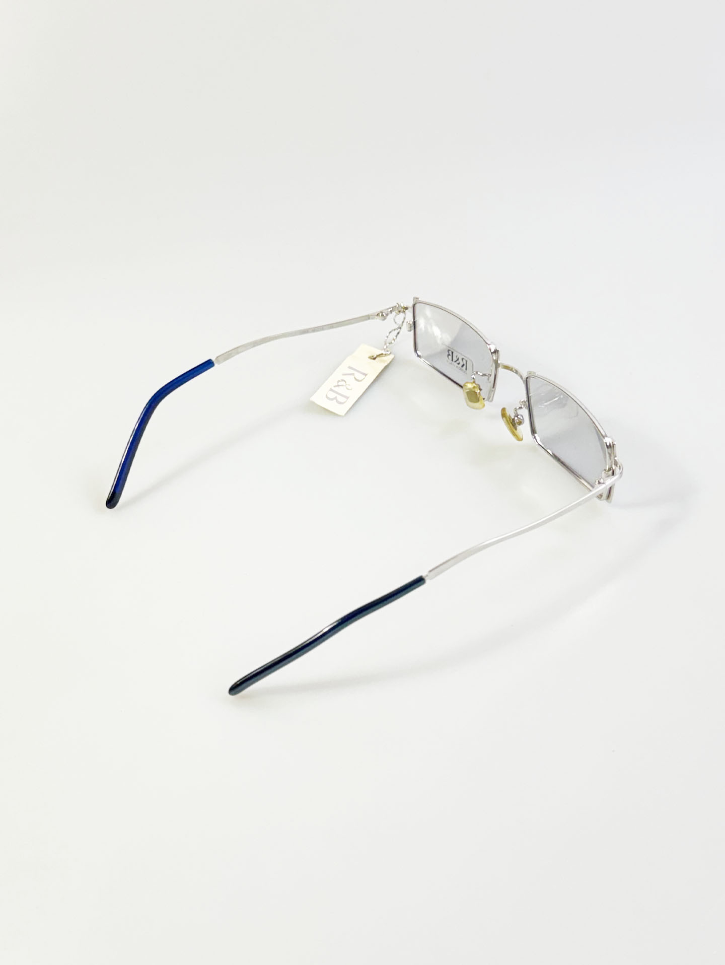 R&B Eyewear Silver Slim Square Metal Glasses