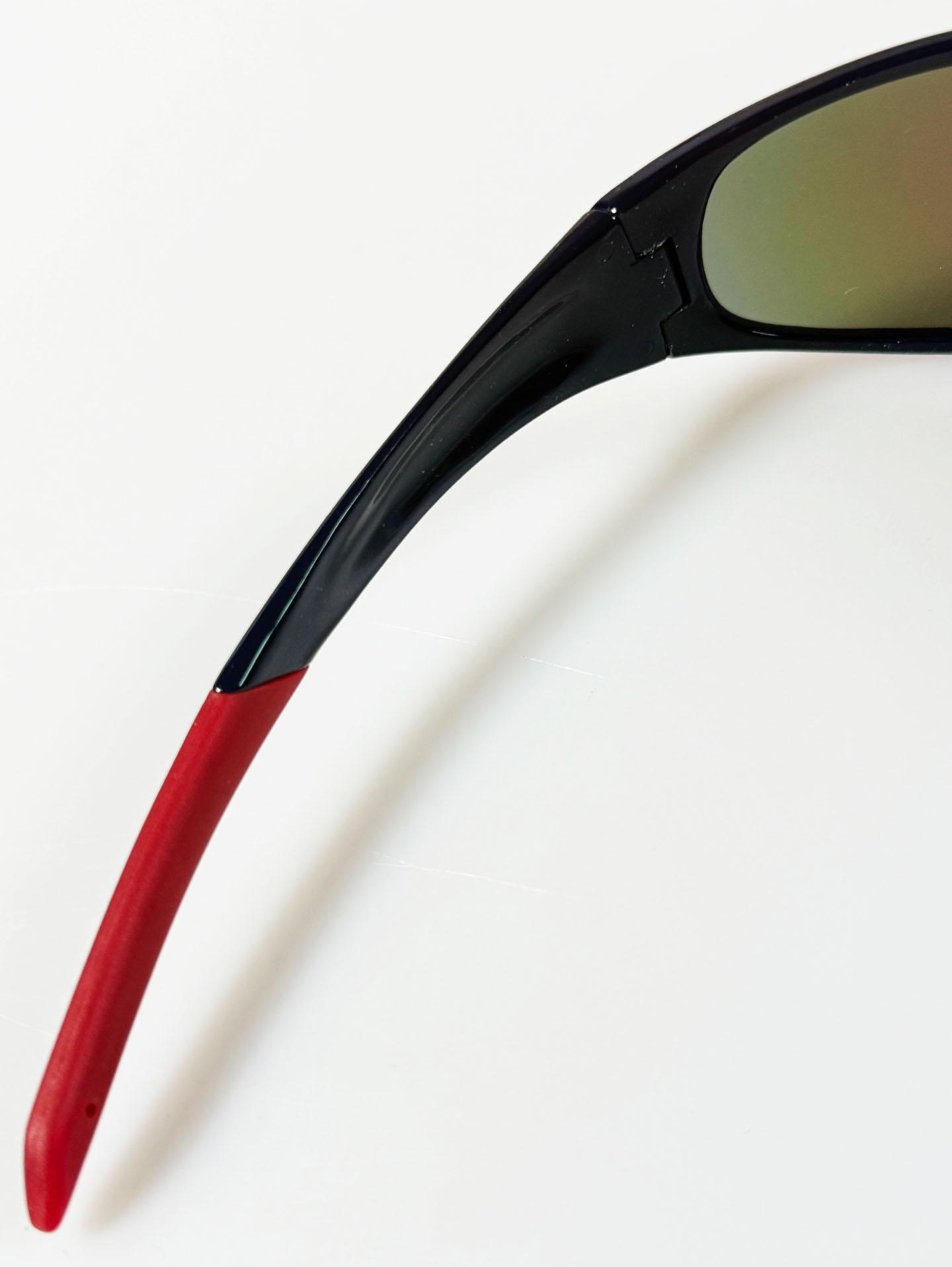 Red Black Two-Tone Square Wraparound Mirrored Sunglasses