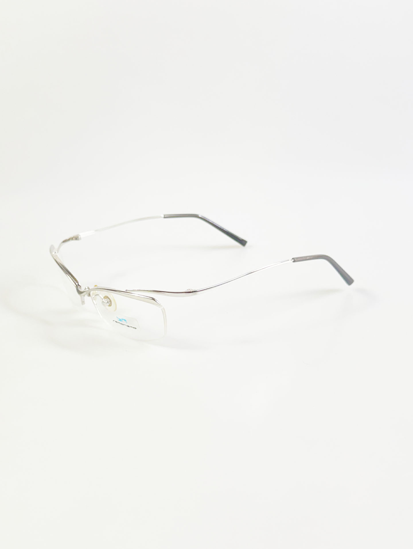 SEMONEMO Silver Semi-Rimless Square Metal Glasses