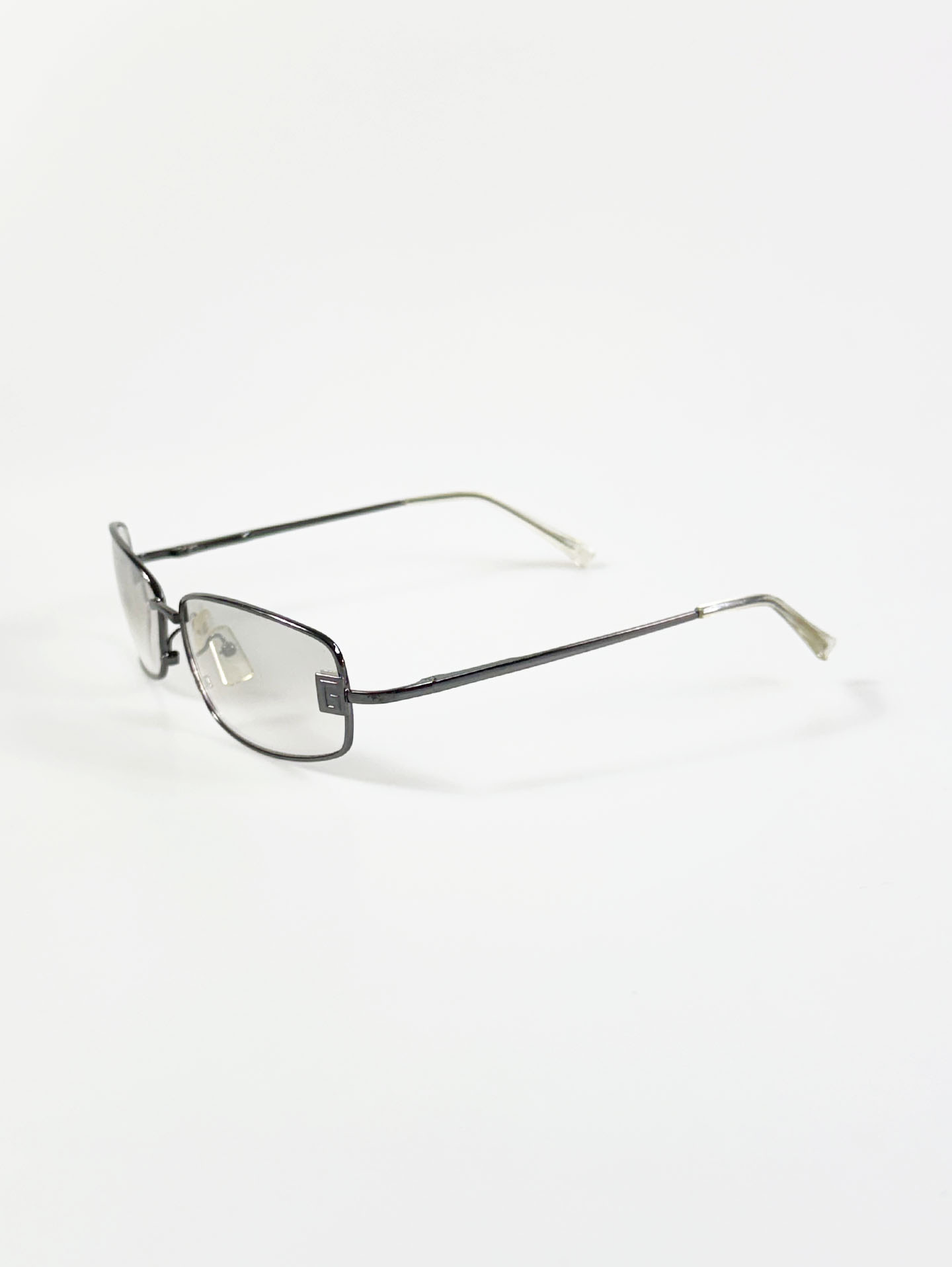 Gunmetal Slim Square Metal Smoke Gradient Tint Sunglasses