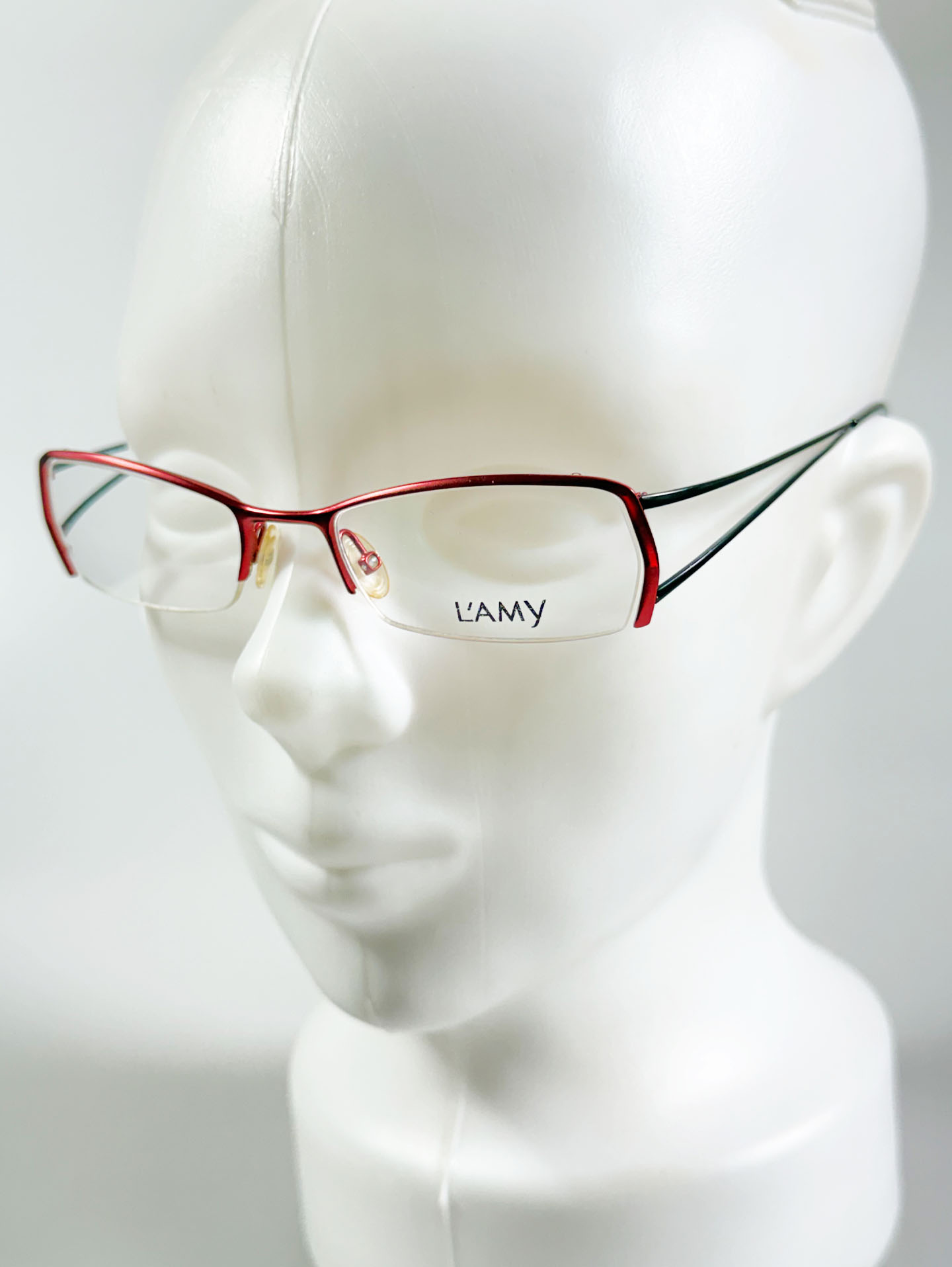 L’AMY Red Metal Semi-Rimless Square Glasses