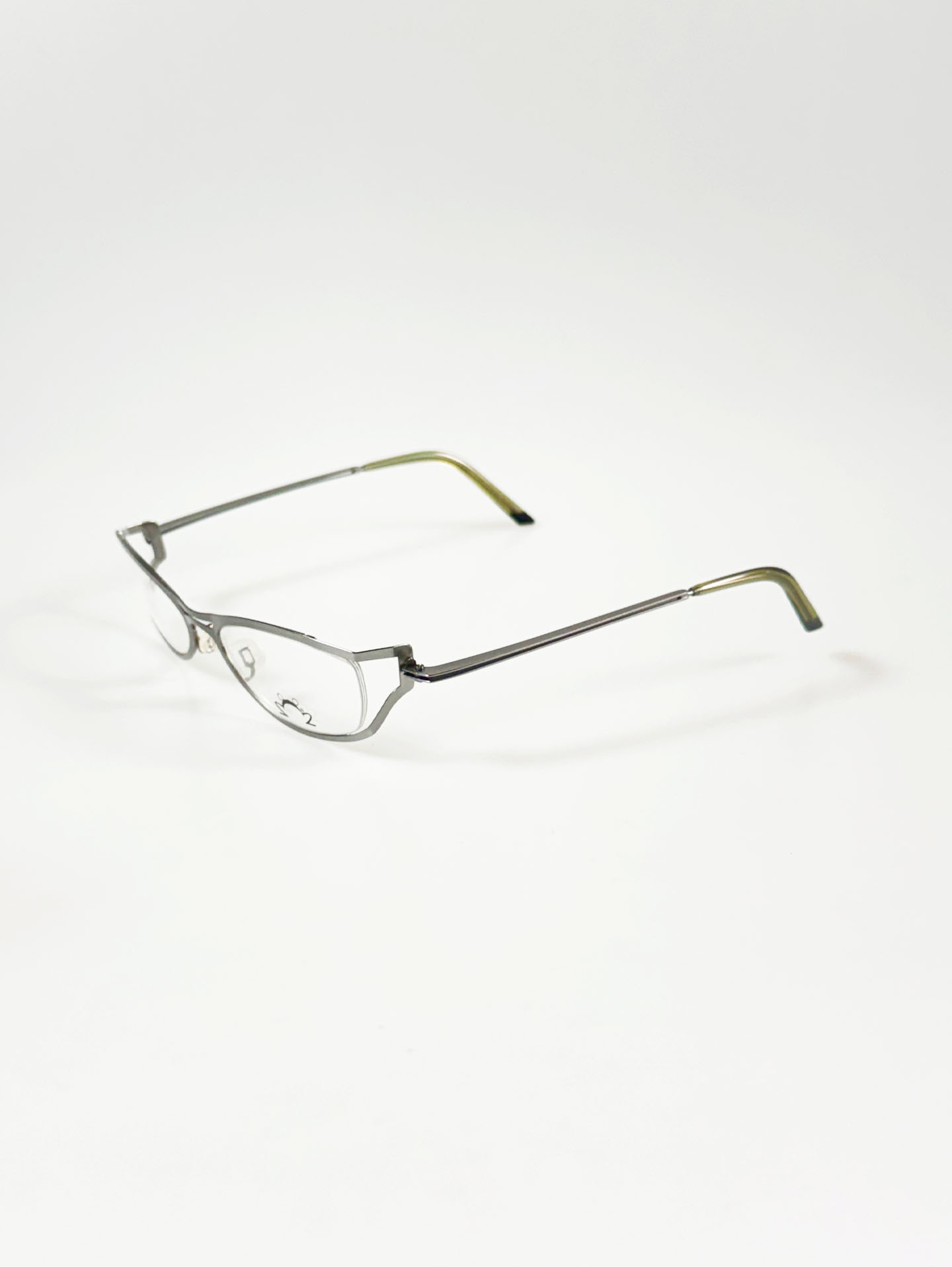 Eye’DC Silver Sculpted Slim Oval Metal Glasses