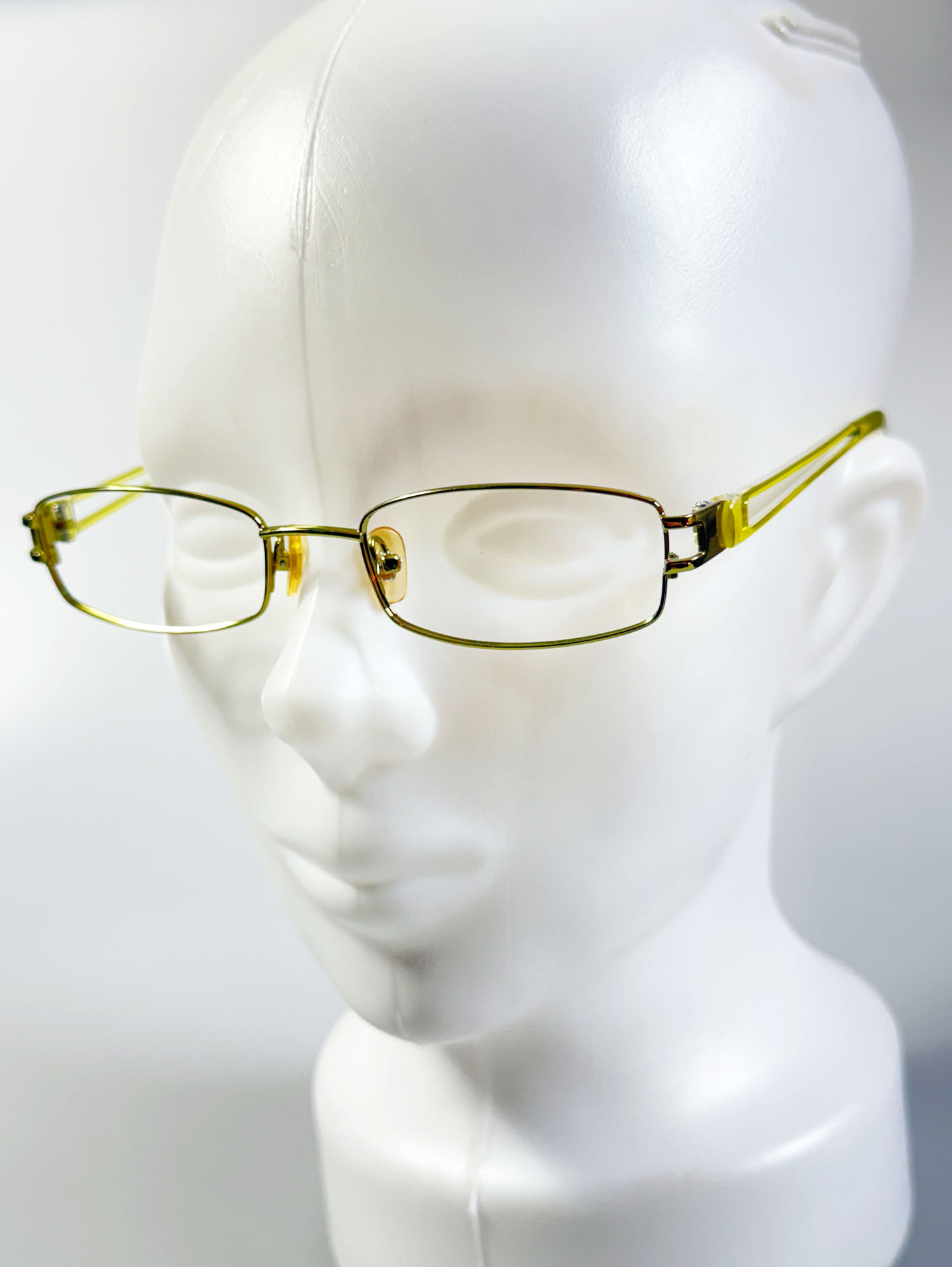 EPILOGUE Yellow Slim Square Metal Frame Glasses