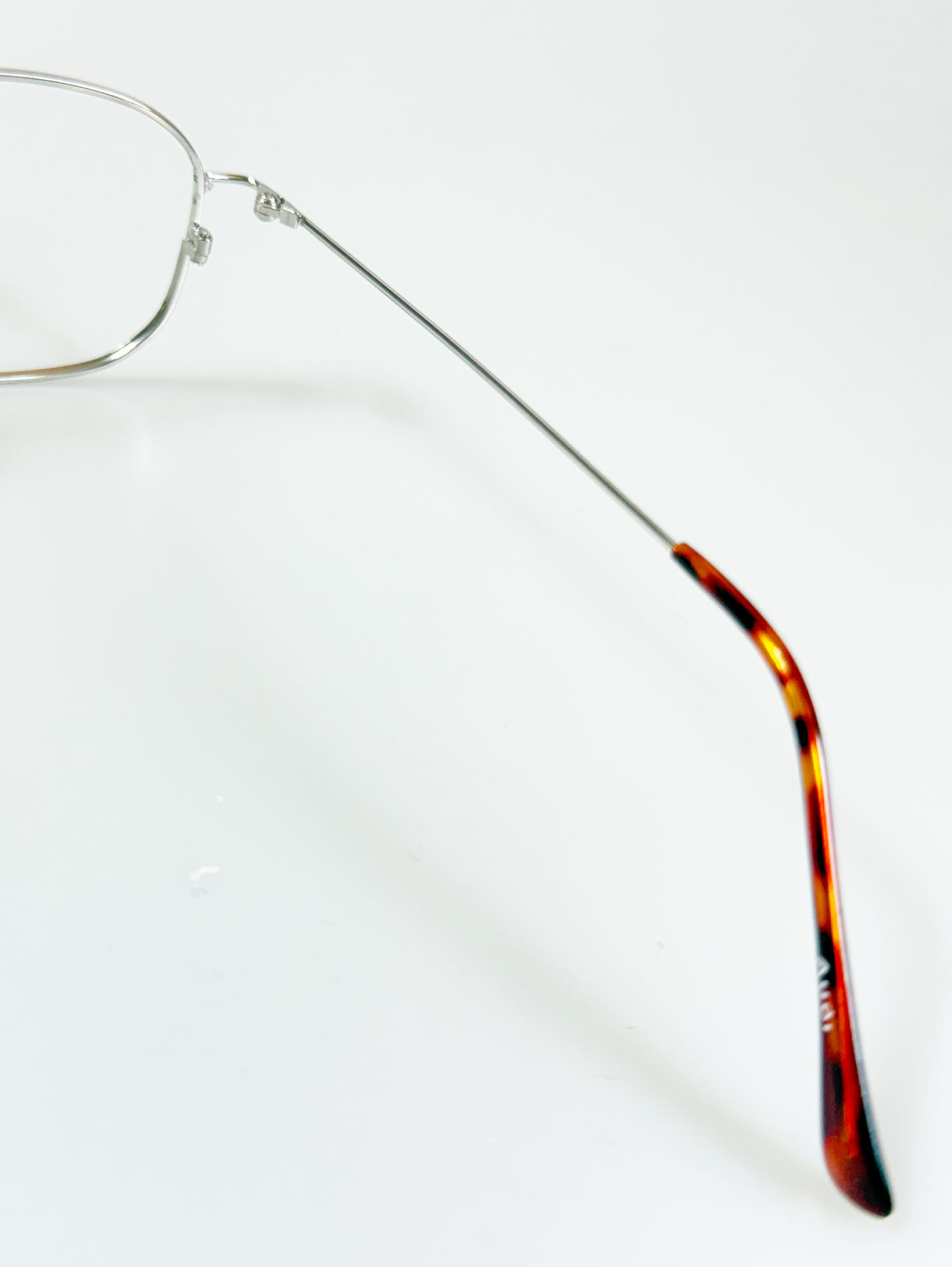 AUOI Silver Slim Square Metal Frame Glasses