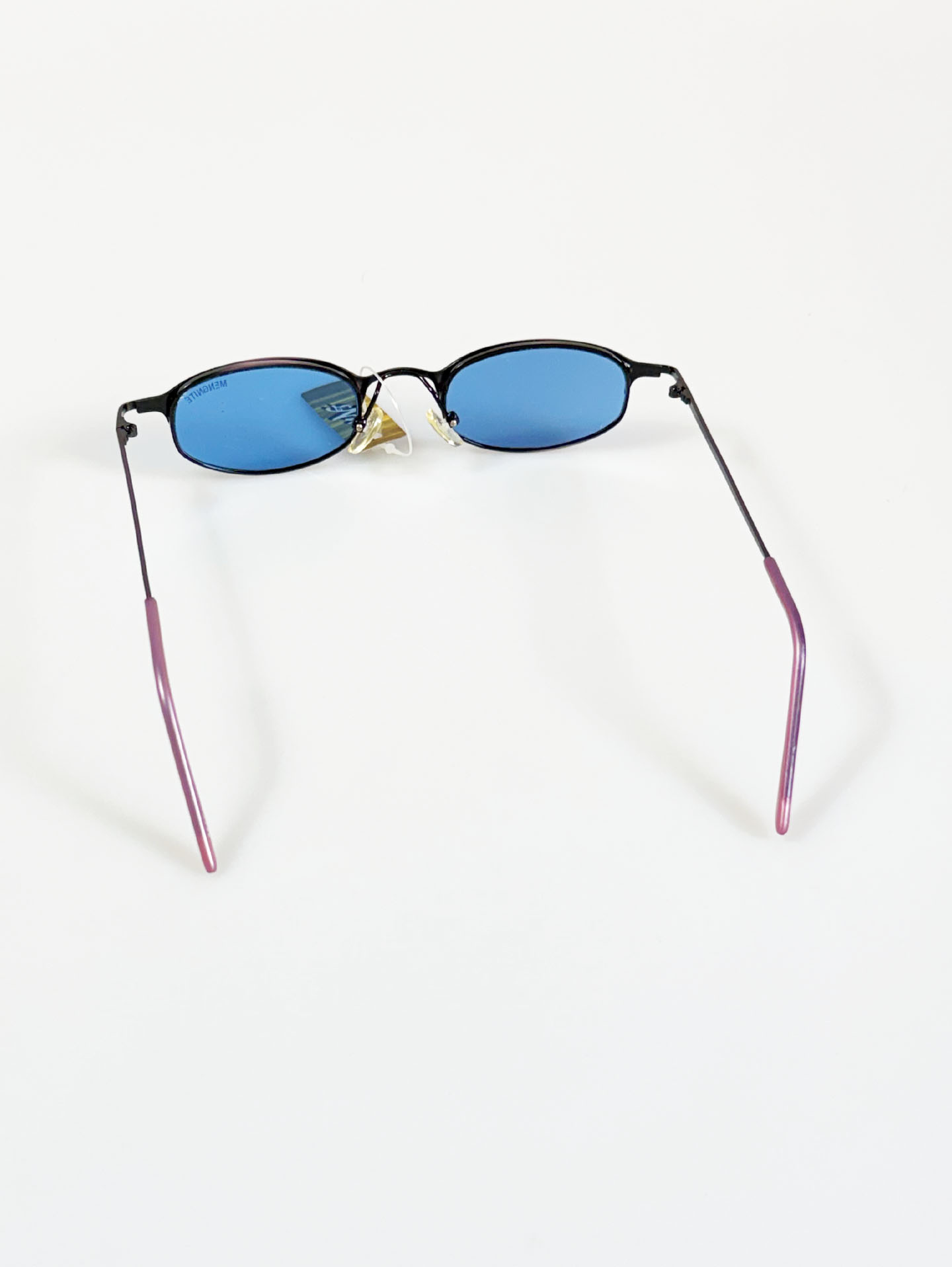 90's MENGNITE Two-Tone Metal Slim Oval Tint Sunglasses