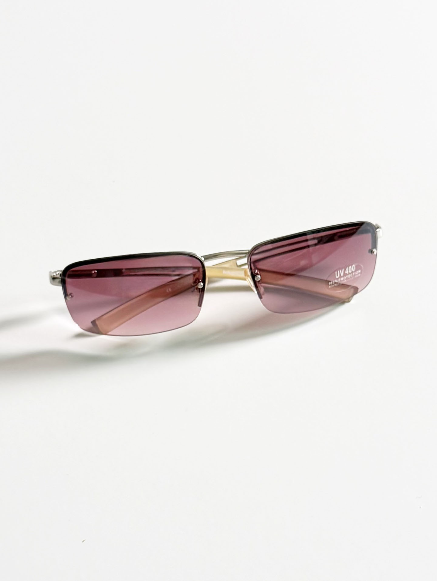 INKOGNITO Rimless Square Metal Pink Tint Sunglasses