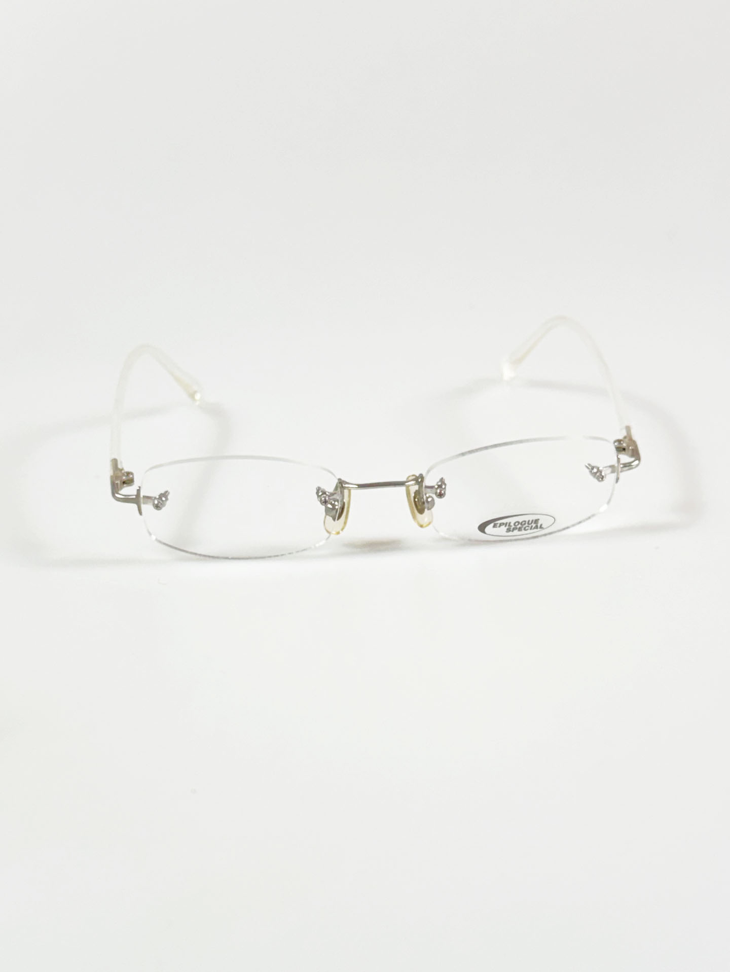 EPILOGUE Silver Rimless Square Metal Frame Glasses