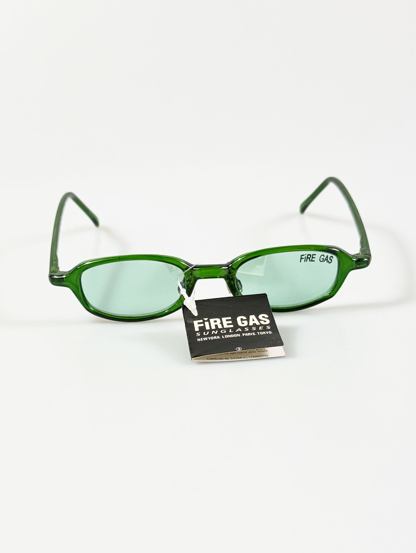 90's FIRE GAS Green Slim Oval Horn-Rim Tinted Sunglasses