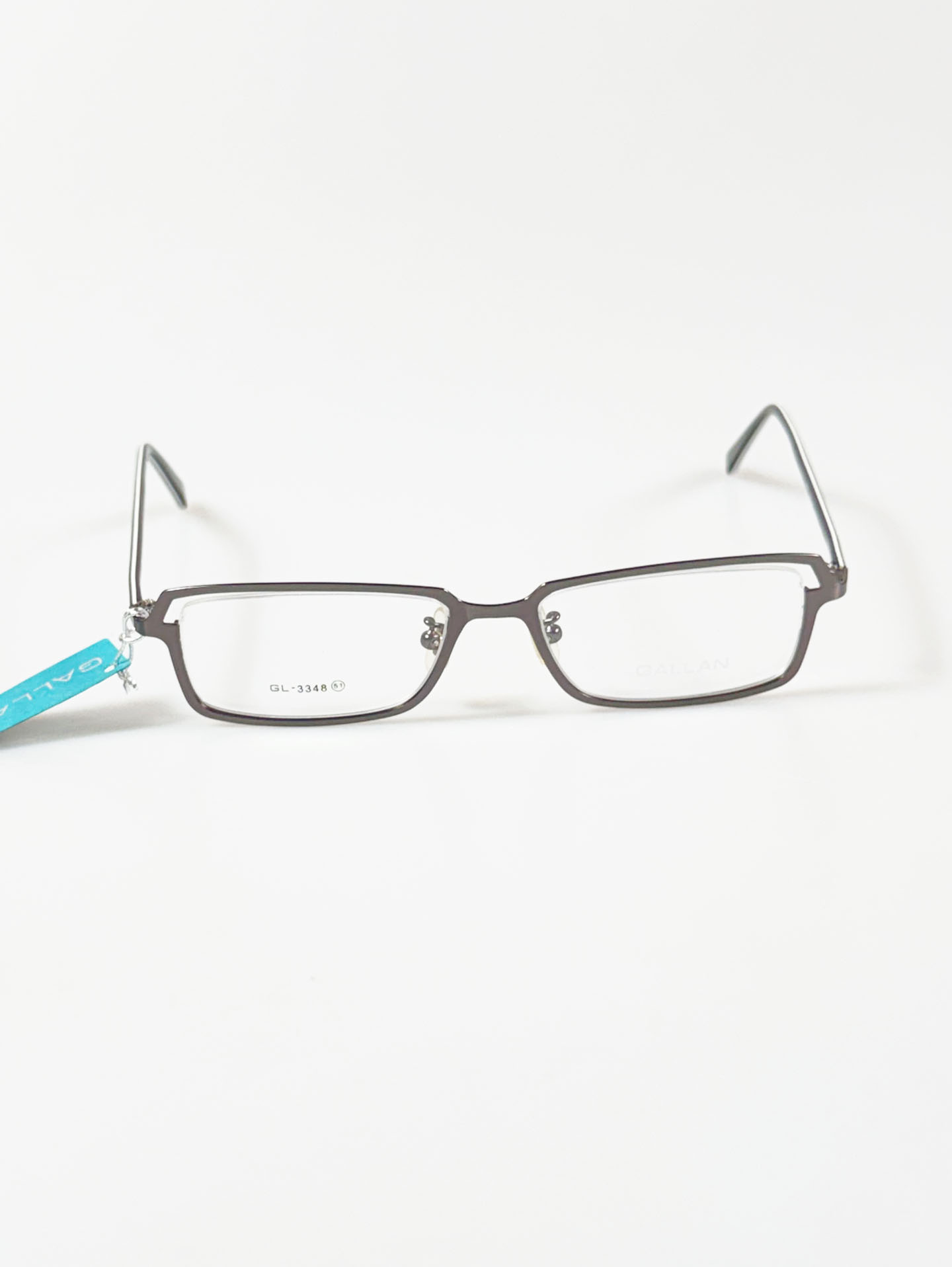 GALLAN Dark Silver Slim Square Metal Frame Glasses