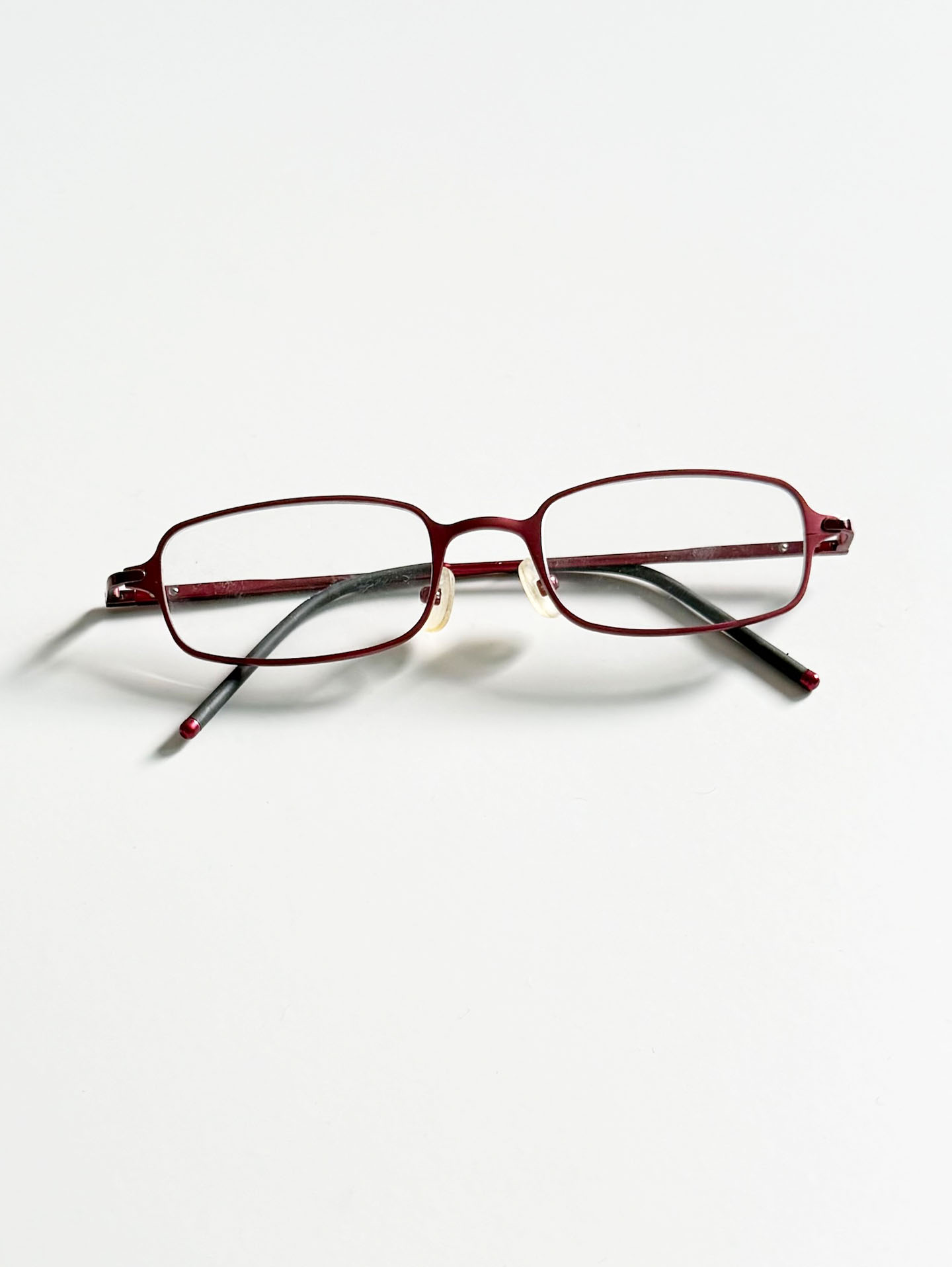 Cherry Pink Slim Square Metal Glasses