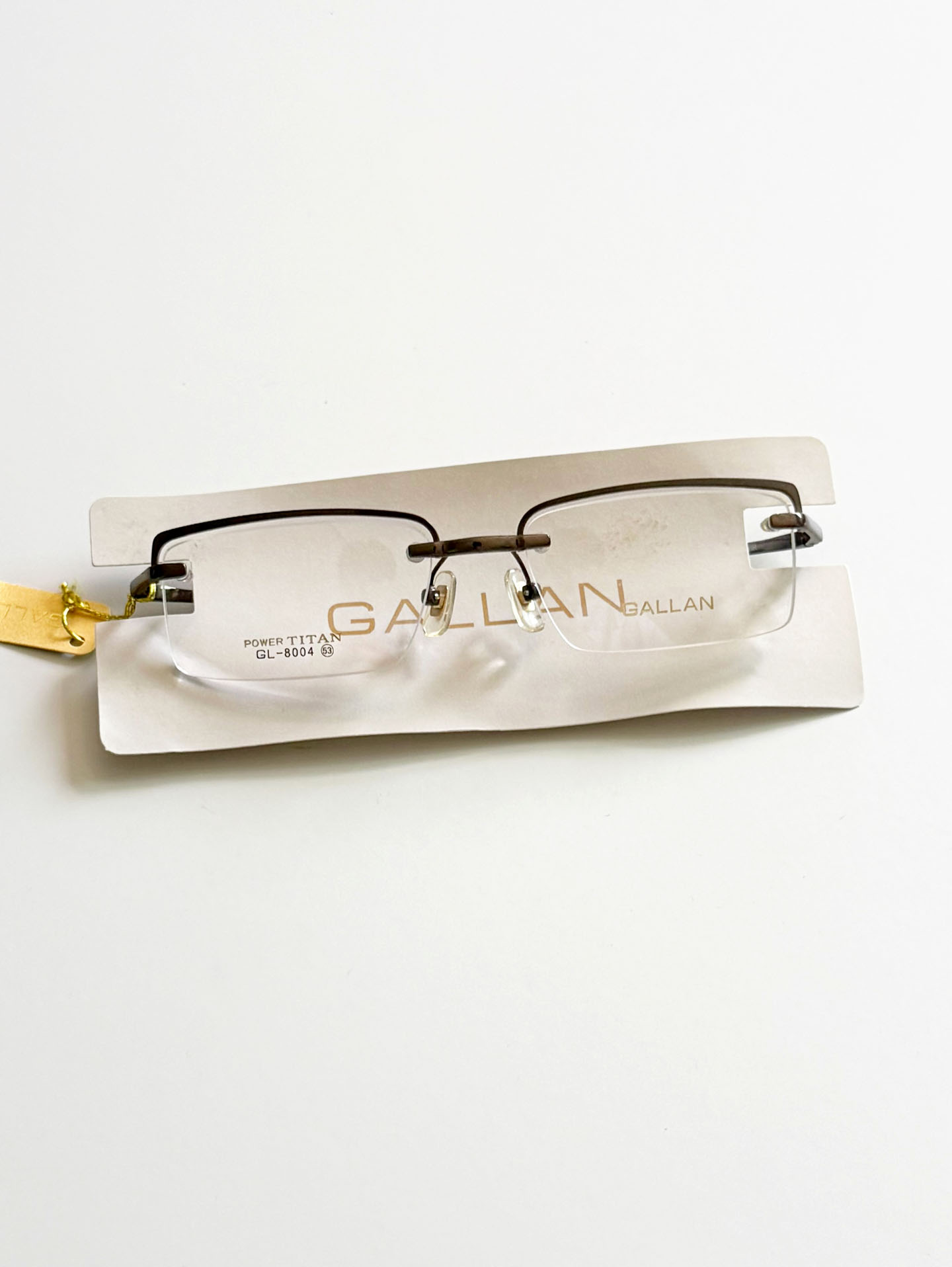 GALLAN Brown Titanium Semi-Rimless Square Frame Glasses