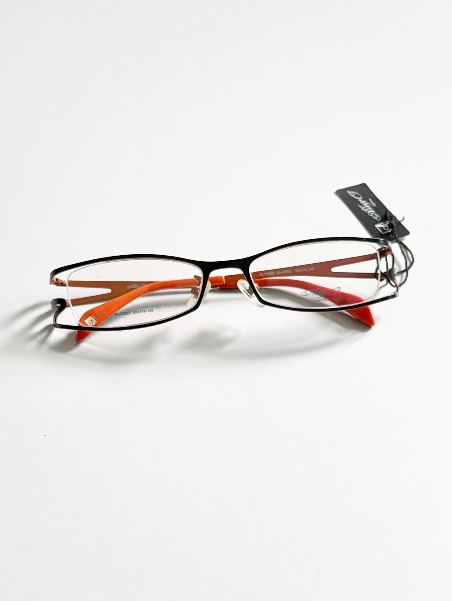 ALLEGRO Orange & Black Slim Square Metal Frame Glasses