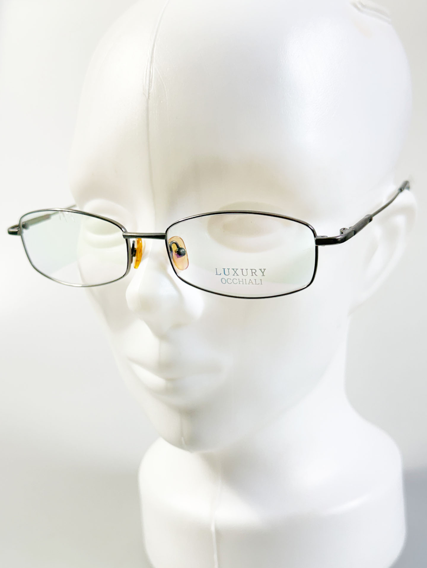 LUXURY OCCHIALI Dark Silver Slim Square Metal Glasses