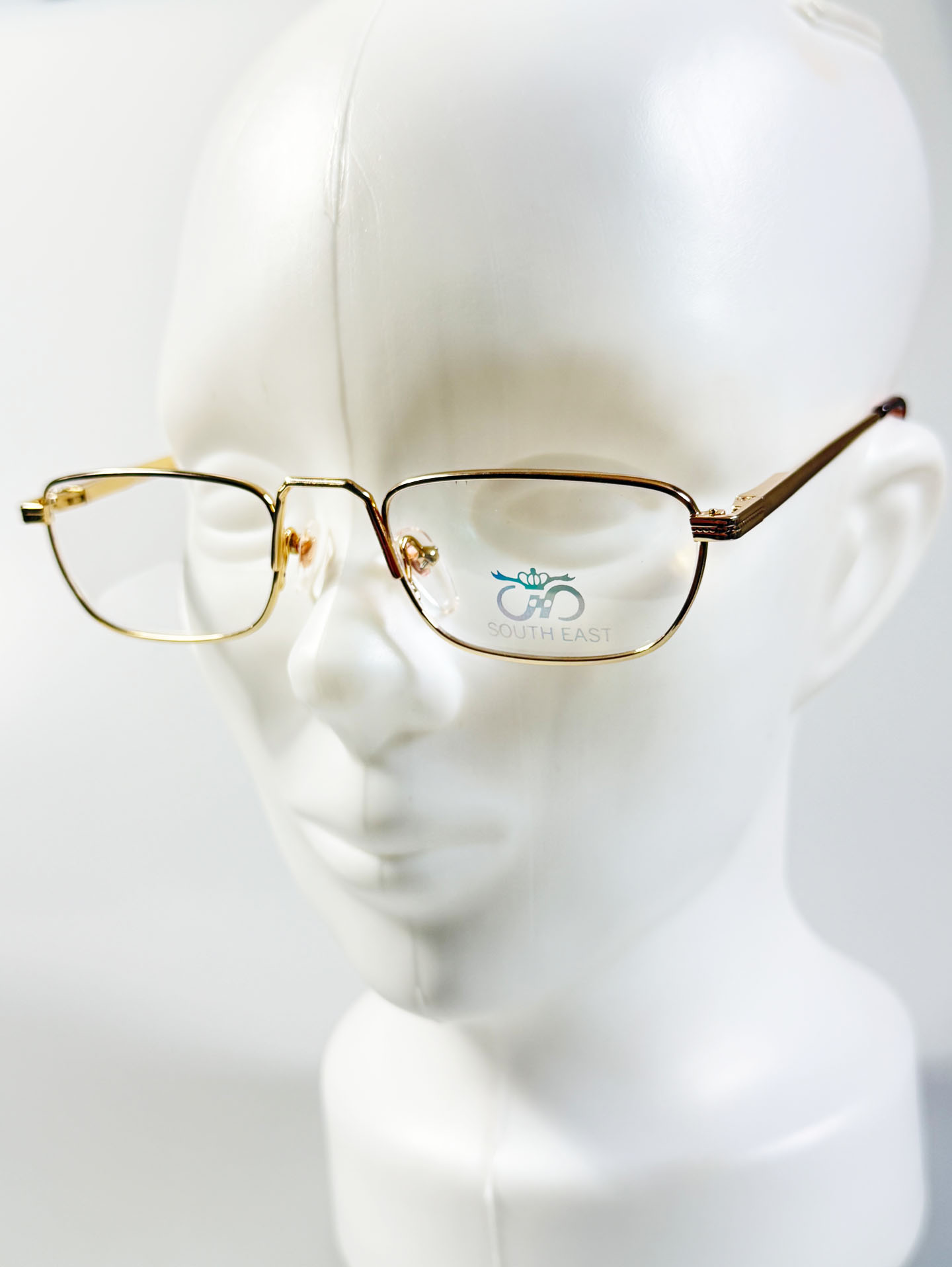 90's SOUTH EAST Gold Slim Square Metal Glasses