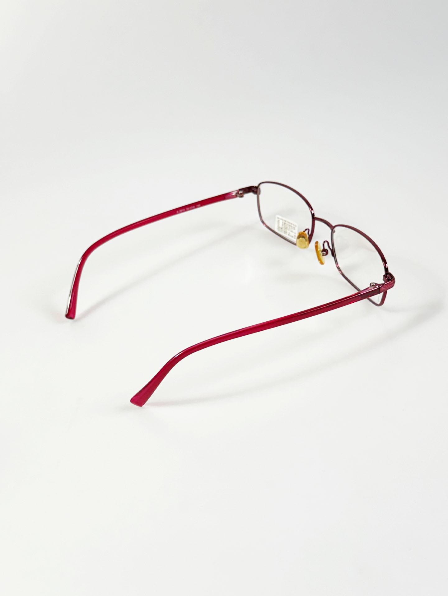 EPILOGUE Cherry Red Slim Square Metal Glasses