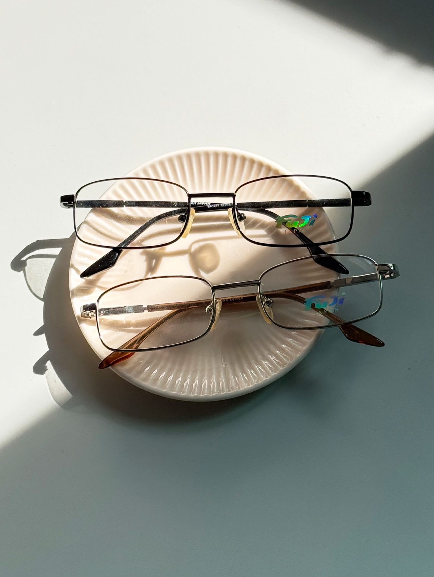 90's FUJI JAPAN Slim Square Metal Glasses Collection / 2 Colors
