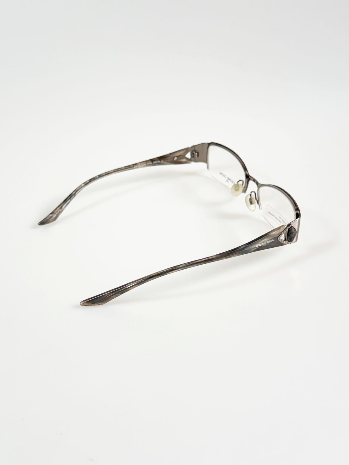 CELINE DION Slim Square Semi-Rimless Metal Glasses