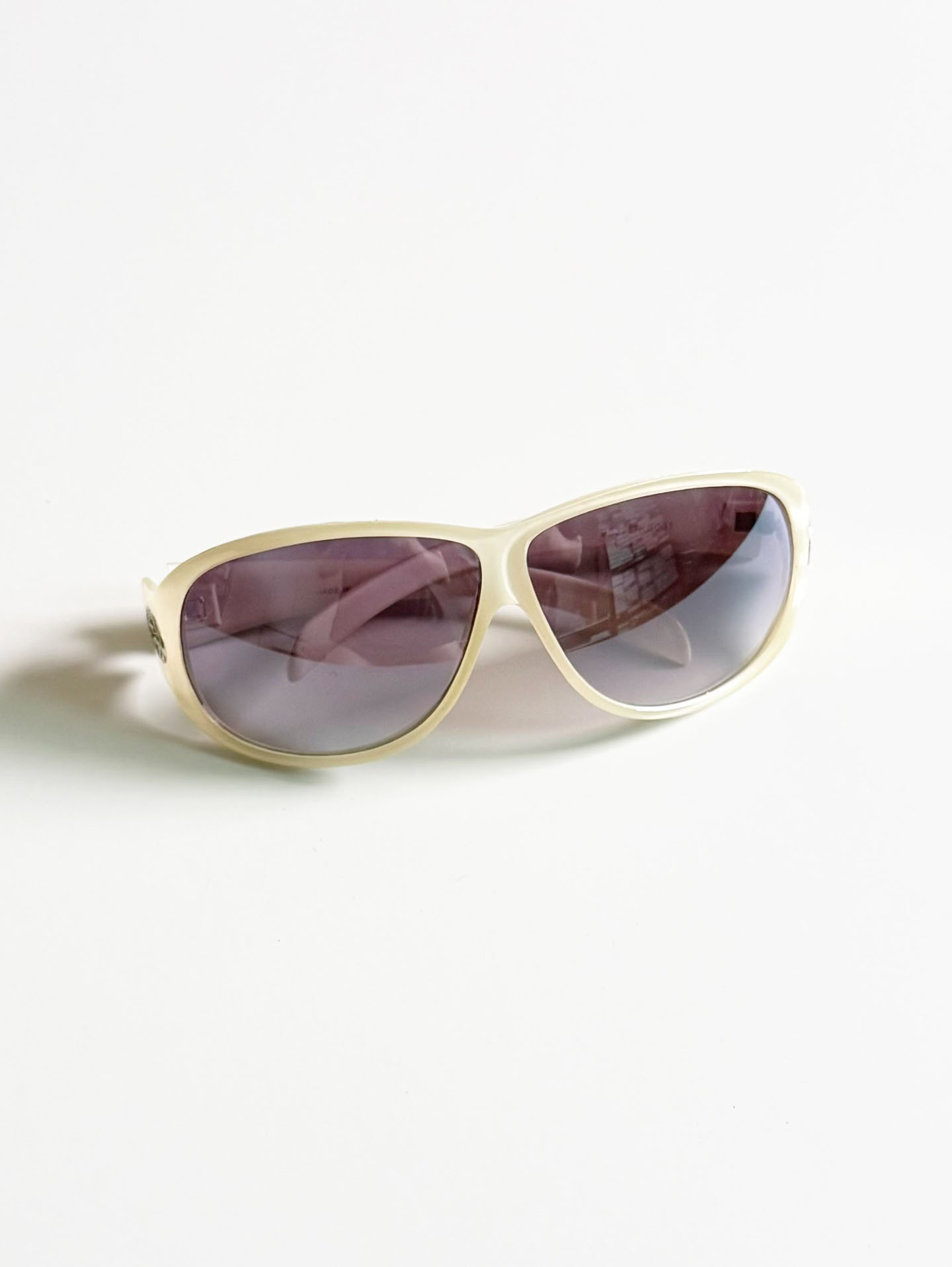 Ivory Oversized Square Wraparound Sunglasses