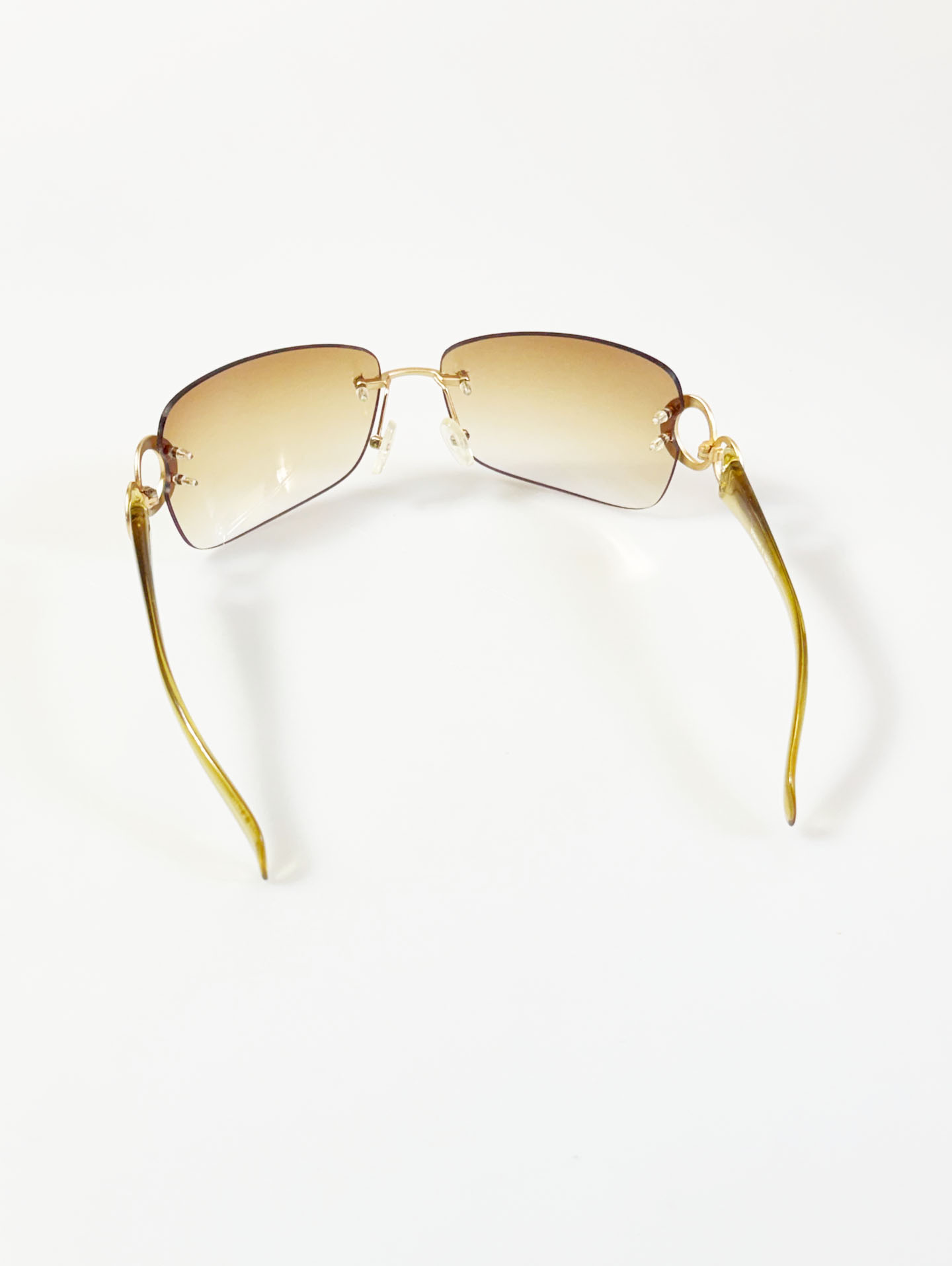 SOLVINO Gold Rimless Square Gradient Tint Sunglasses