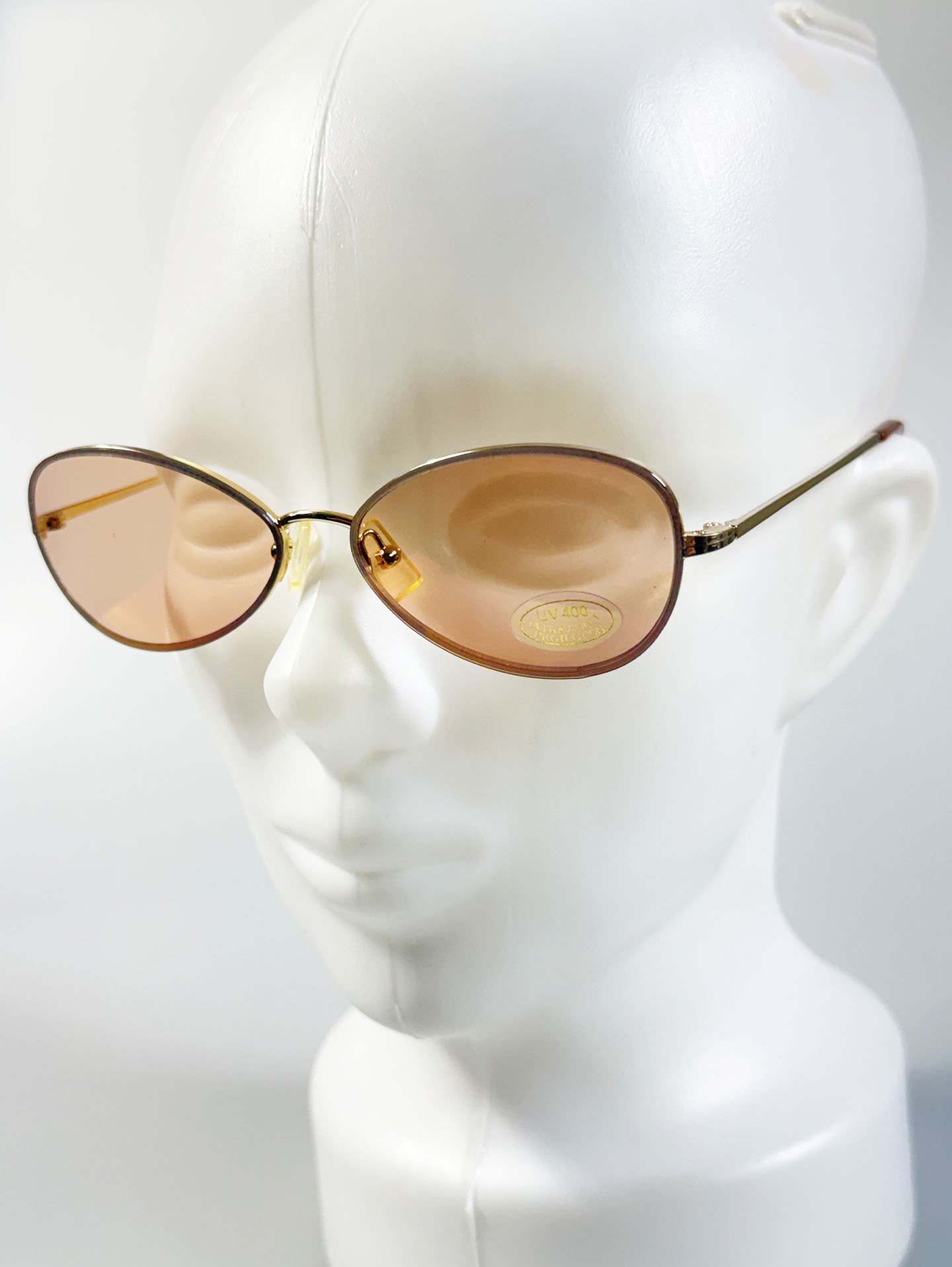 IXRON Gold Rimless Oval Metal Tint Sunglasses