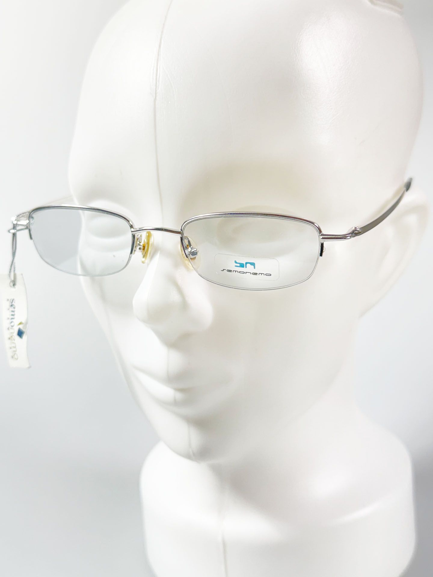Semoremo Silver Semi-Rimless Square Metal Frame Glasses