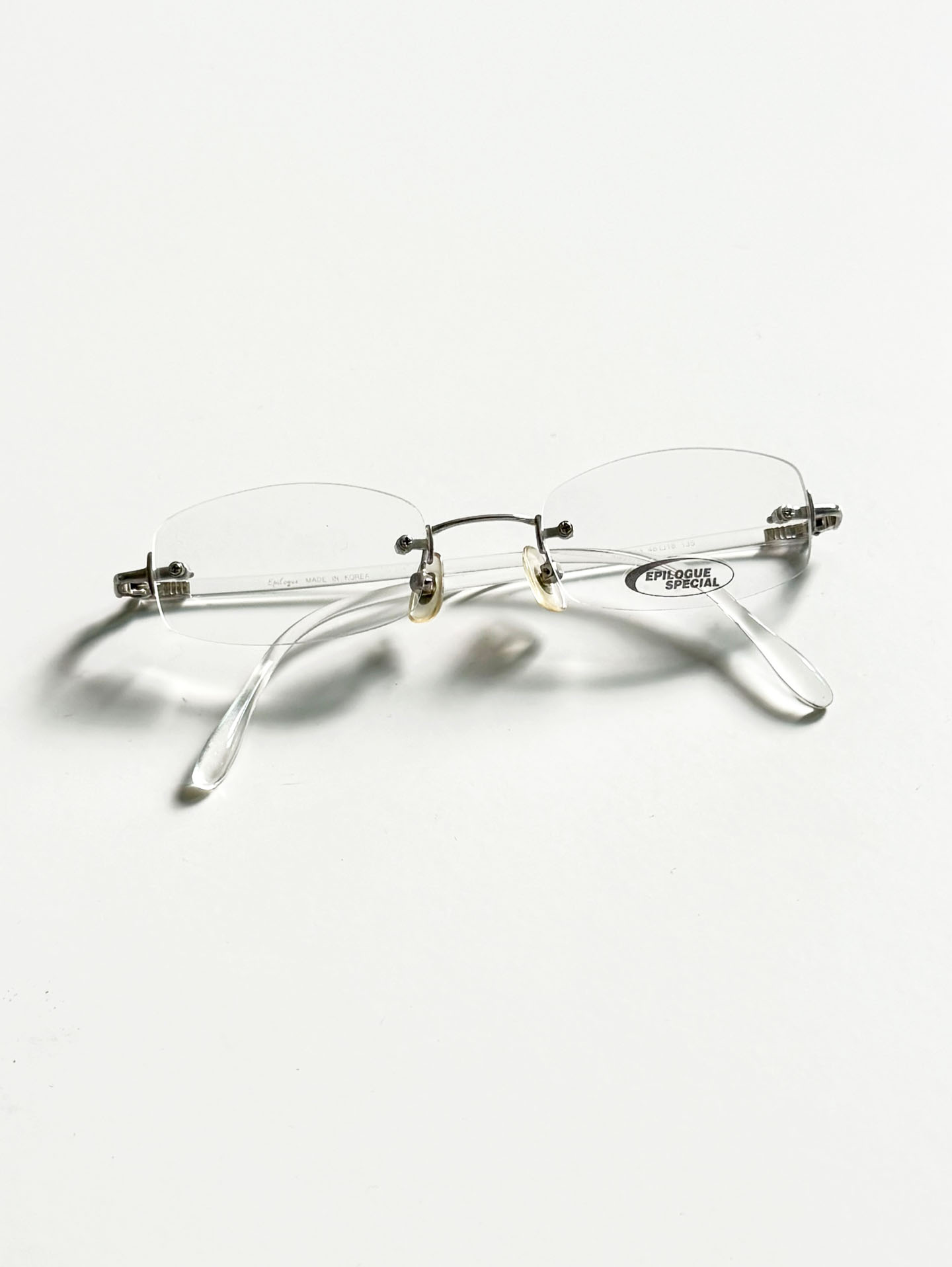 EPILOGUE Silver Rimless Square Metal Frame Glasses