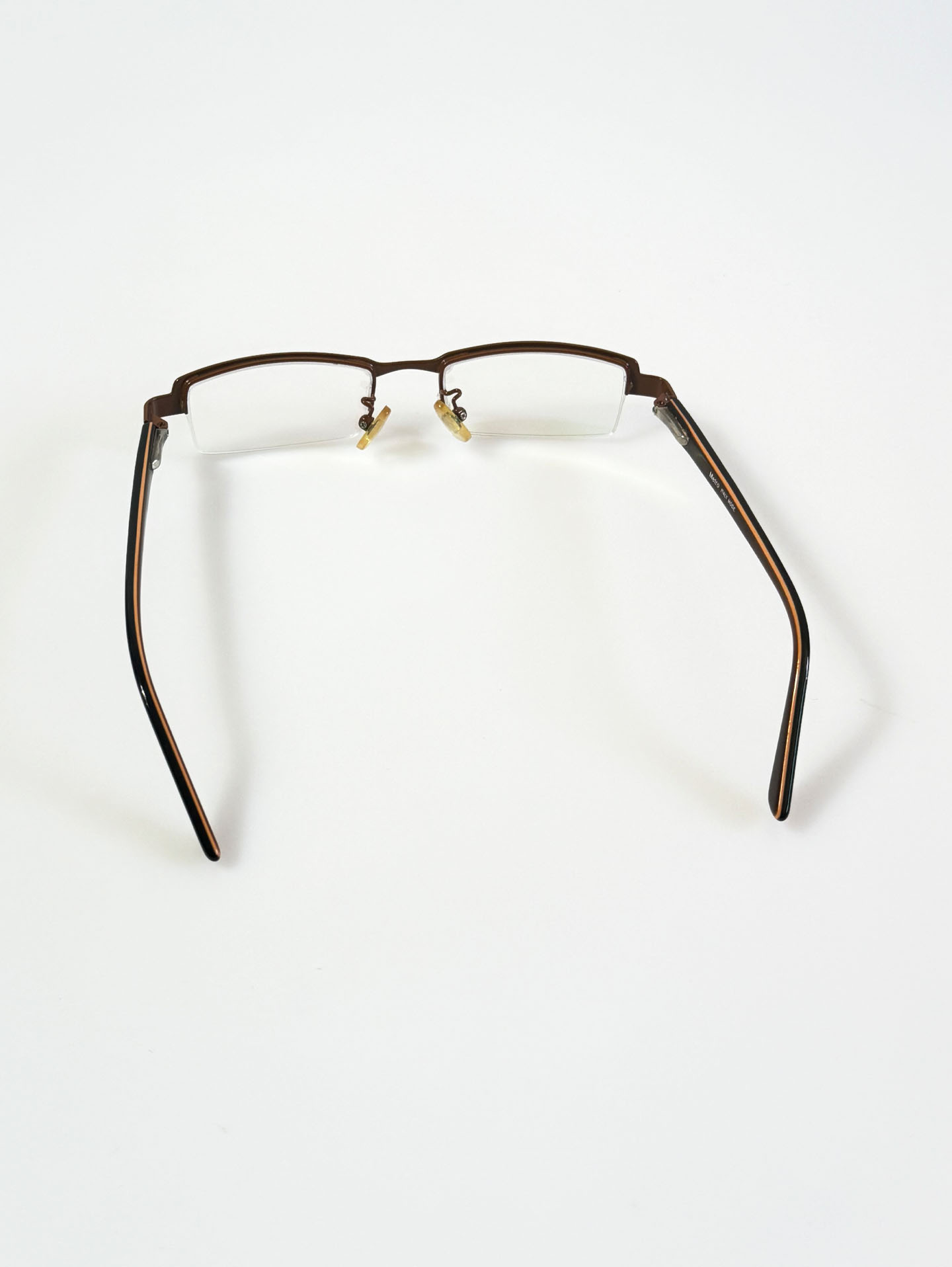 METRO Brown Square Semi-Rimless Metal Glasses