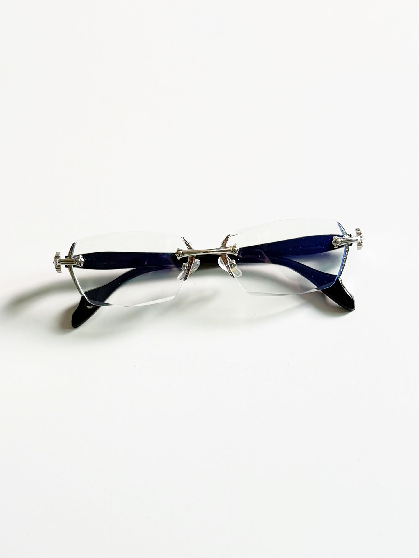 Rimless Slim Square Metal Frame Glasses