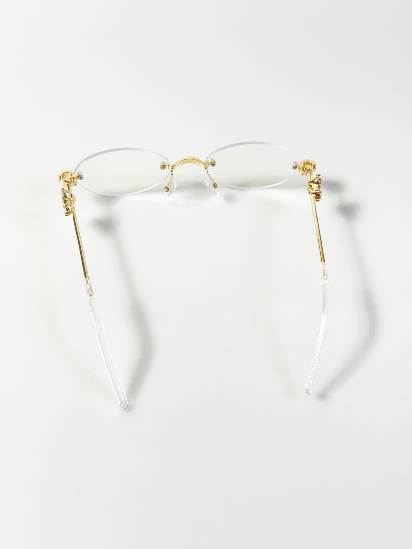 Gold Metal Rimless Oval Frame Glasses