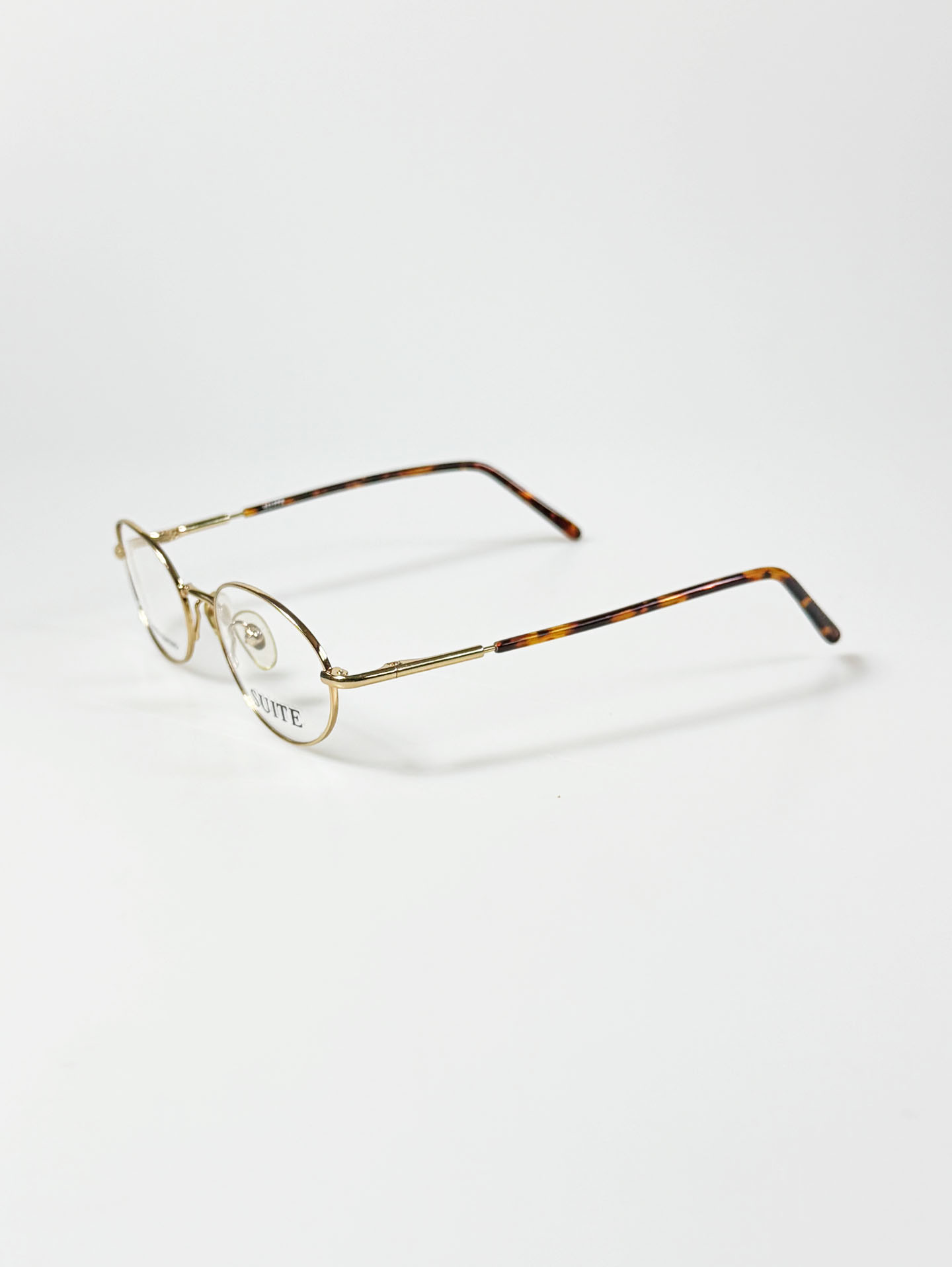 90's SUITE Gold Oval Metal & Tortoiseshell Temple Glasses