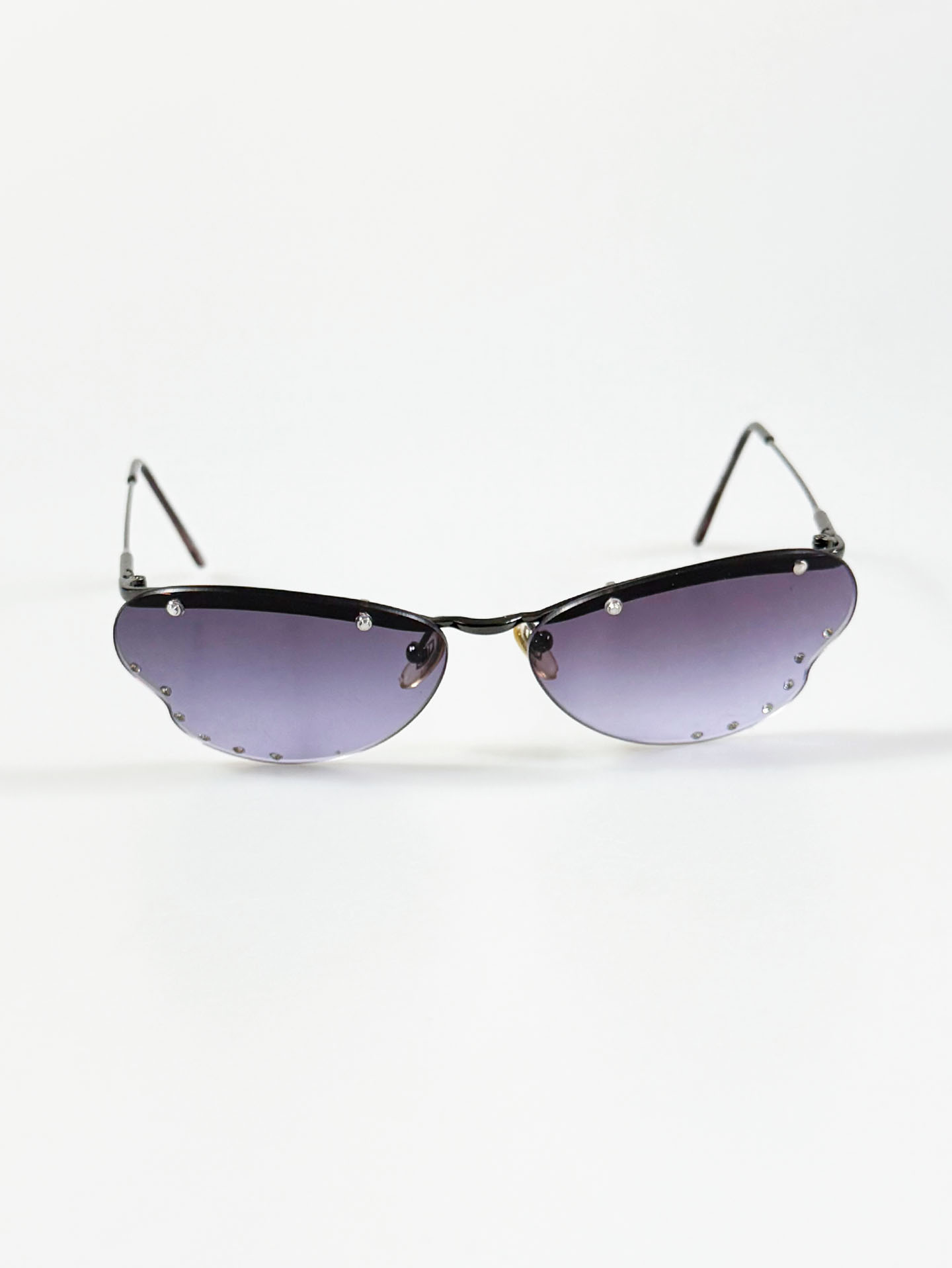 90's Butterfly Rimless Metal Tint Sunglasses