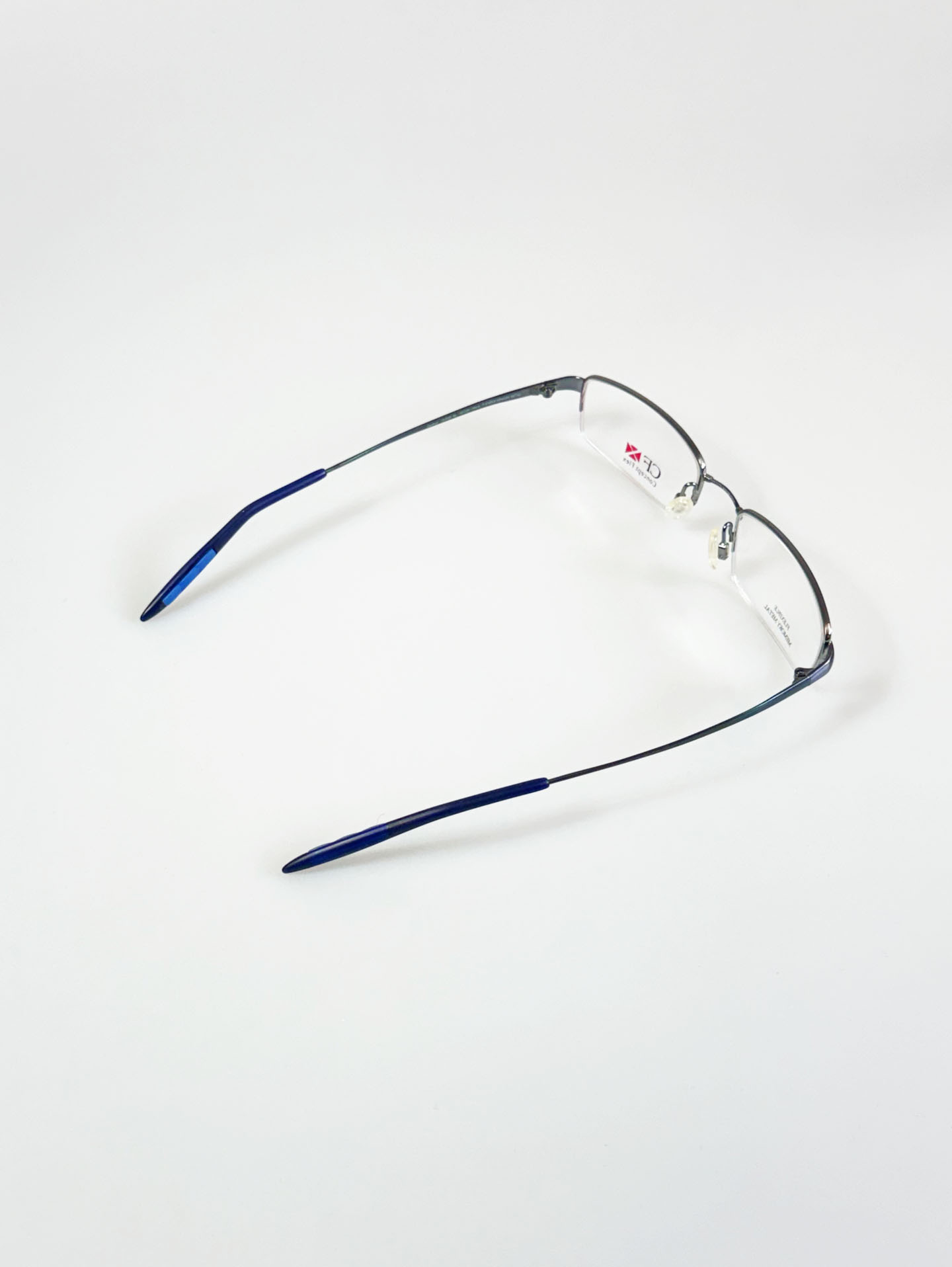 Concept Flex Blue Half-Rim Metal Square Frame Glasses