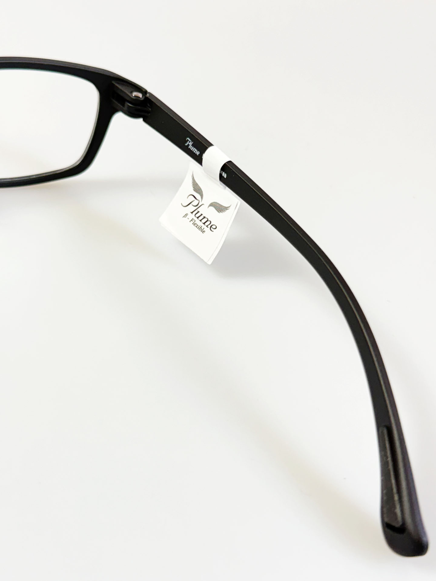 PLUME Lightweight Black Square Horn-Rim Frame Glasses