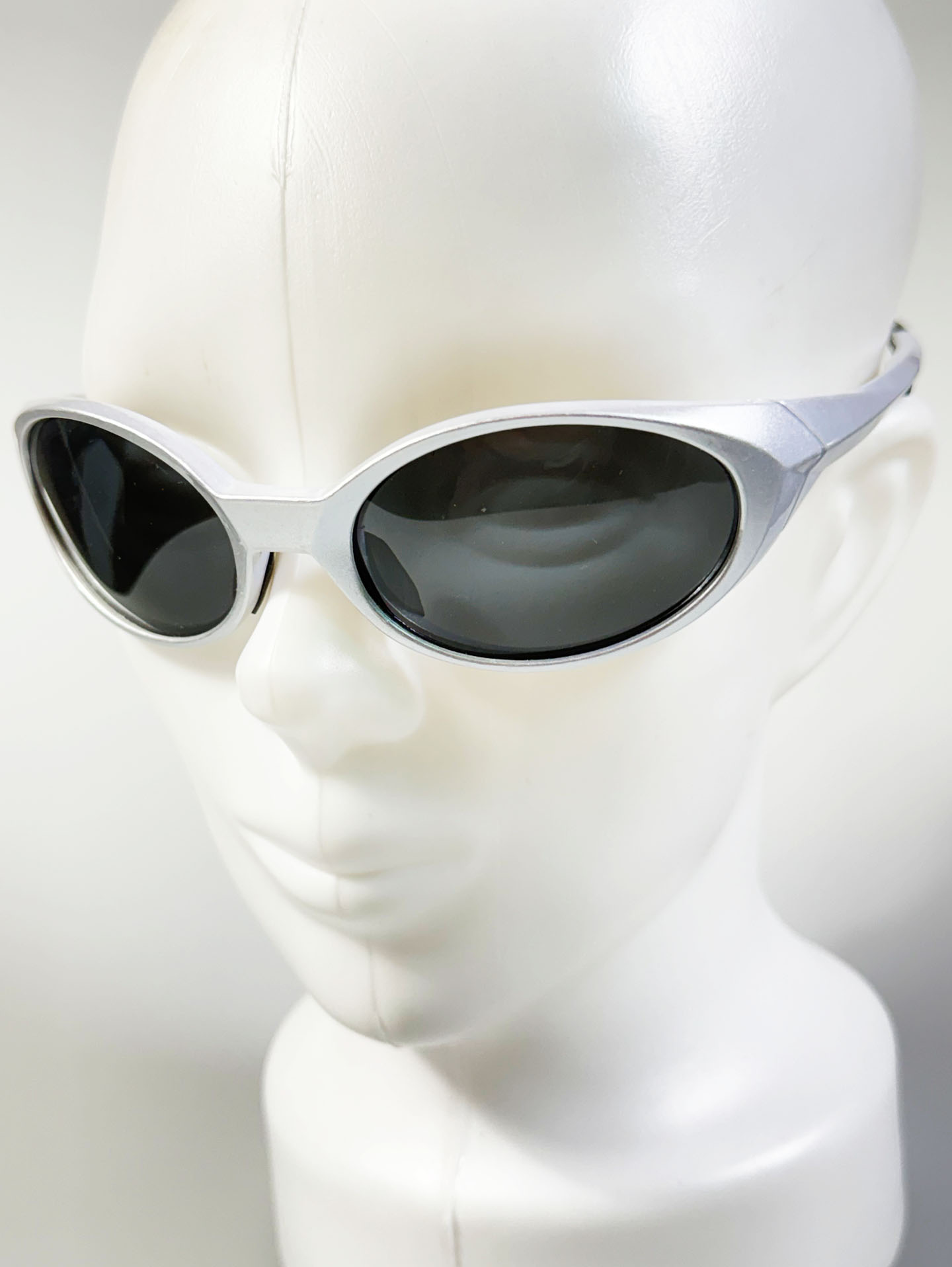 Silver Wraparound Oval Acetate Sport Sunglasses