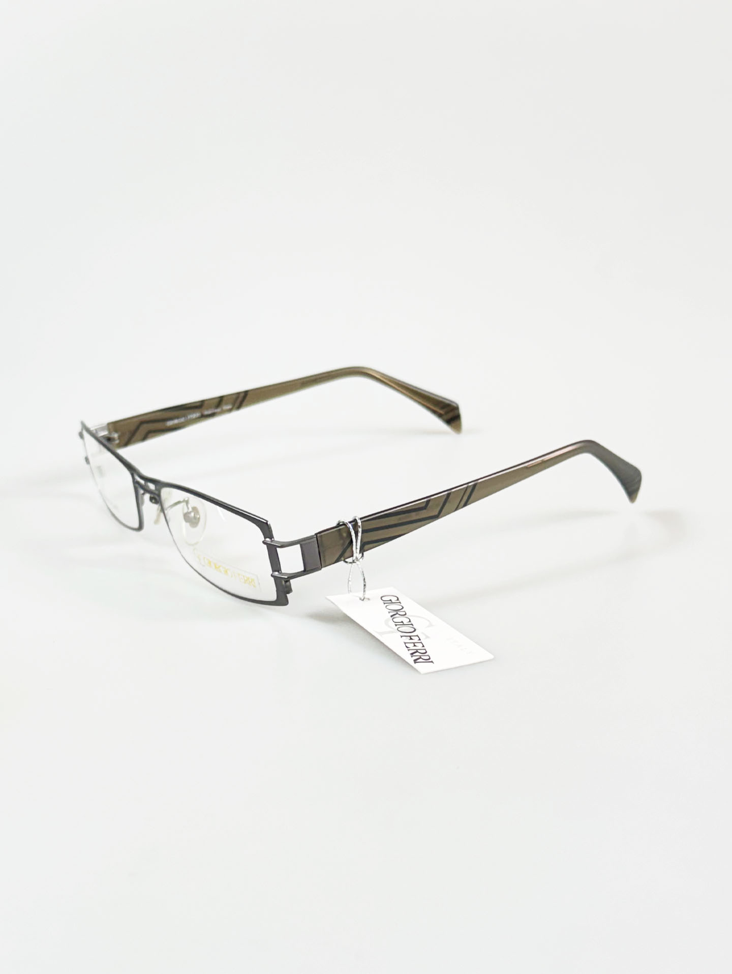 GIORGIO FERRI Silver Gray Double-Bridge Slim Square Metal Glasses