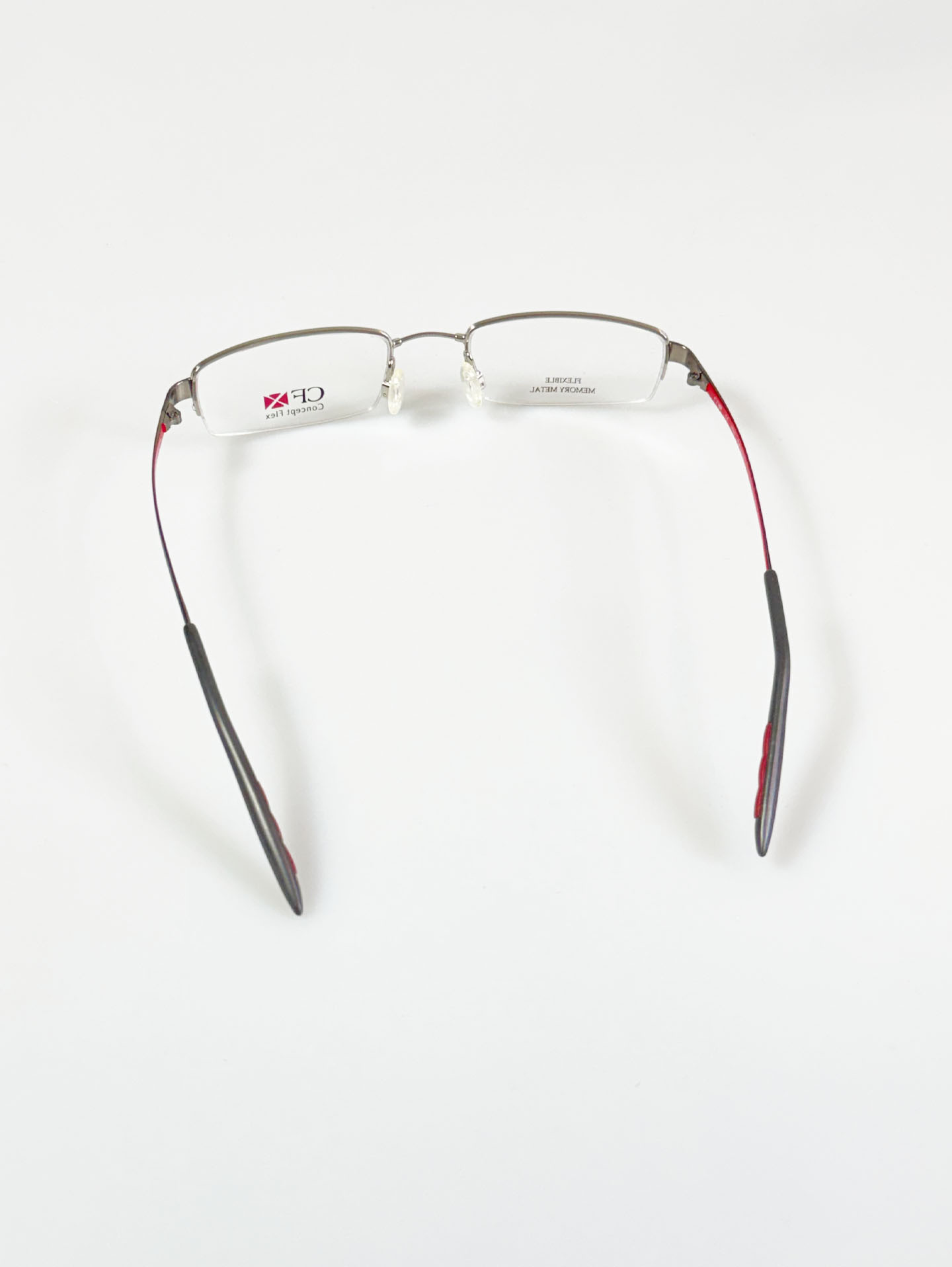 Concept Flex Silver Half-Rim Metal Square Frame Glasses