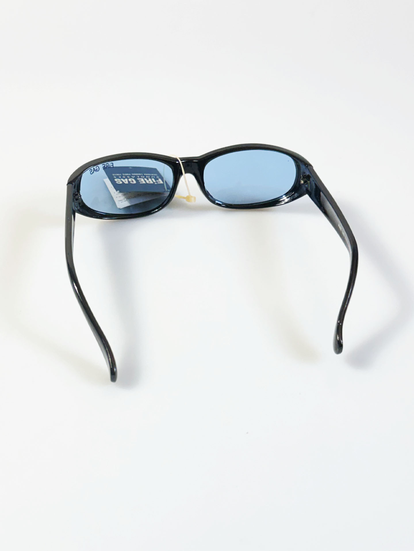 90's FIRE GAS Glossy Black Bold Oval Tint Sunglasses