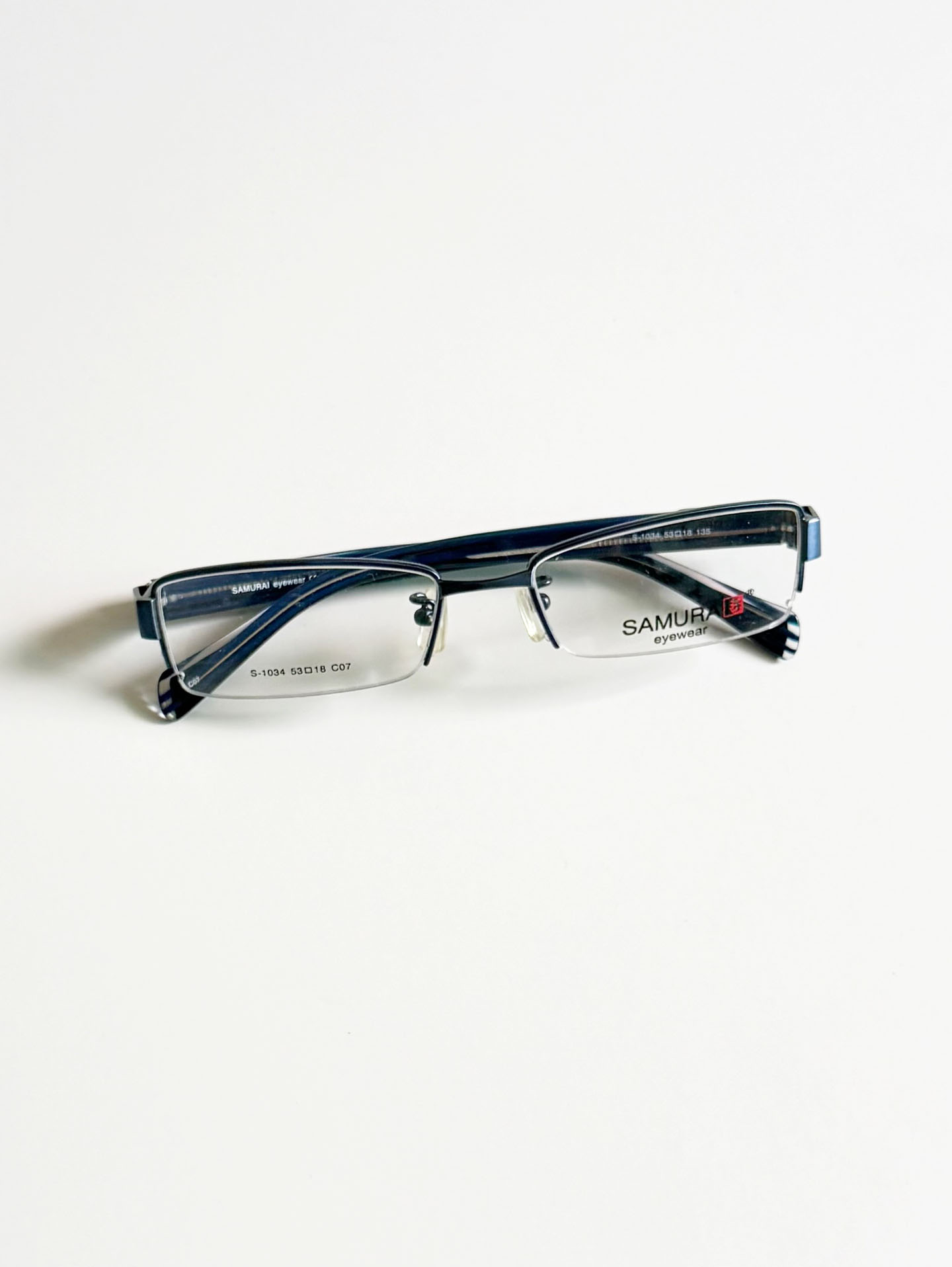 SAMURAI Eyewear Semi-Rimless Square Metal Frame Glasses