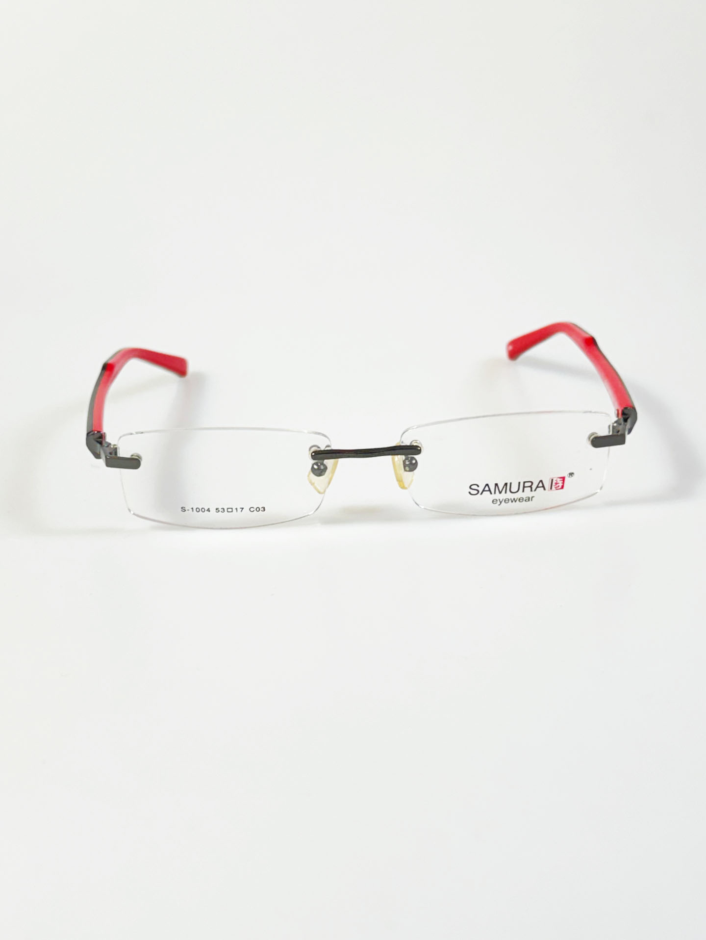 SAMURAI Eyewear Rimless Square Titanium Metal Frame Glasses